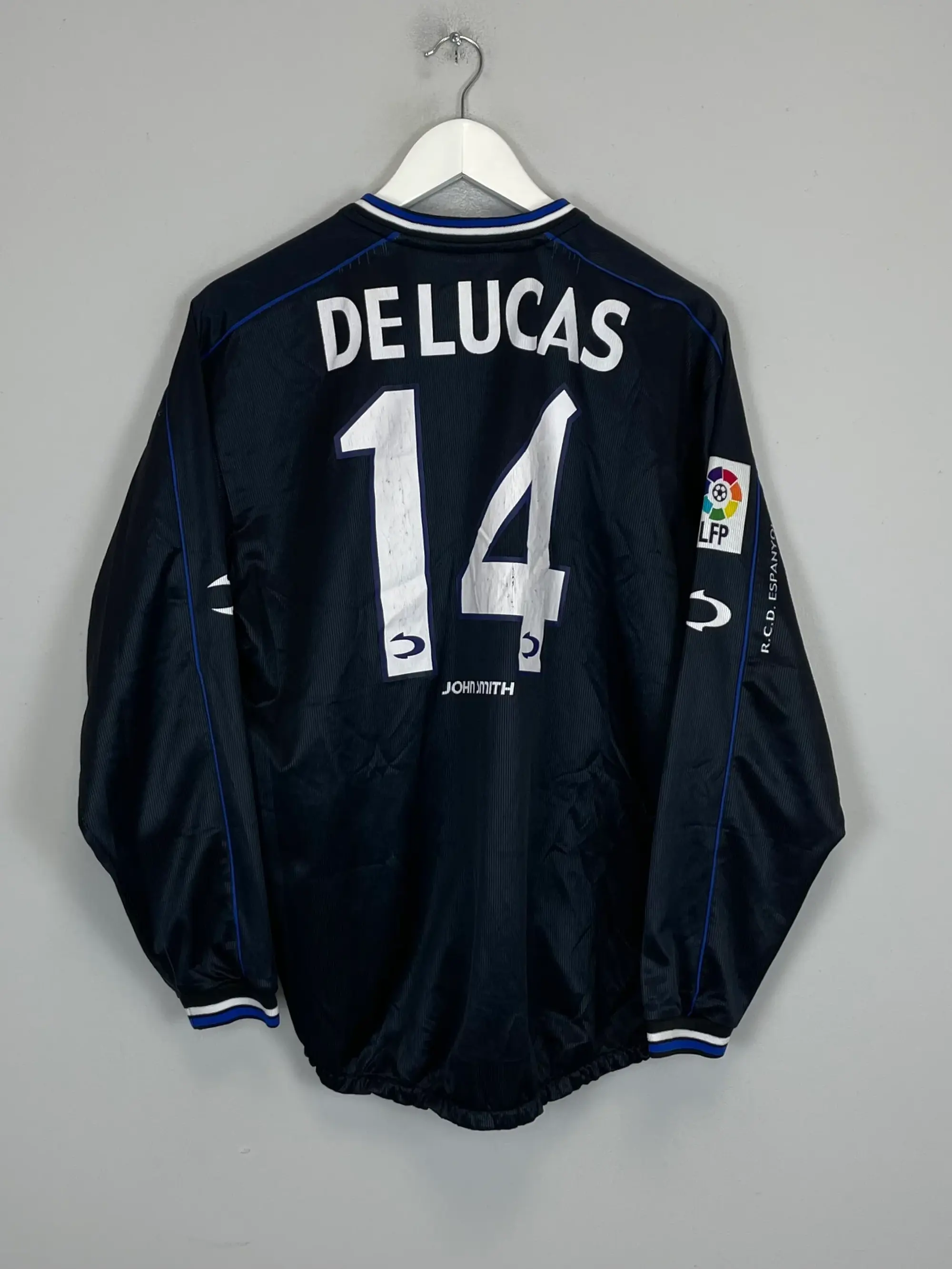 CULT KITS - 2001/03 ESPANYOL DELUCAS #14 L/S AWAY SHIRT (M) JOHN SMITH