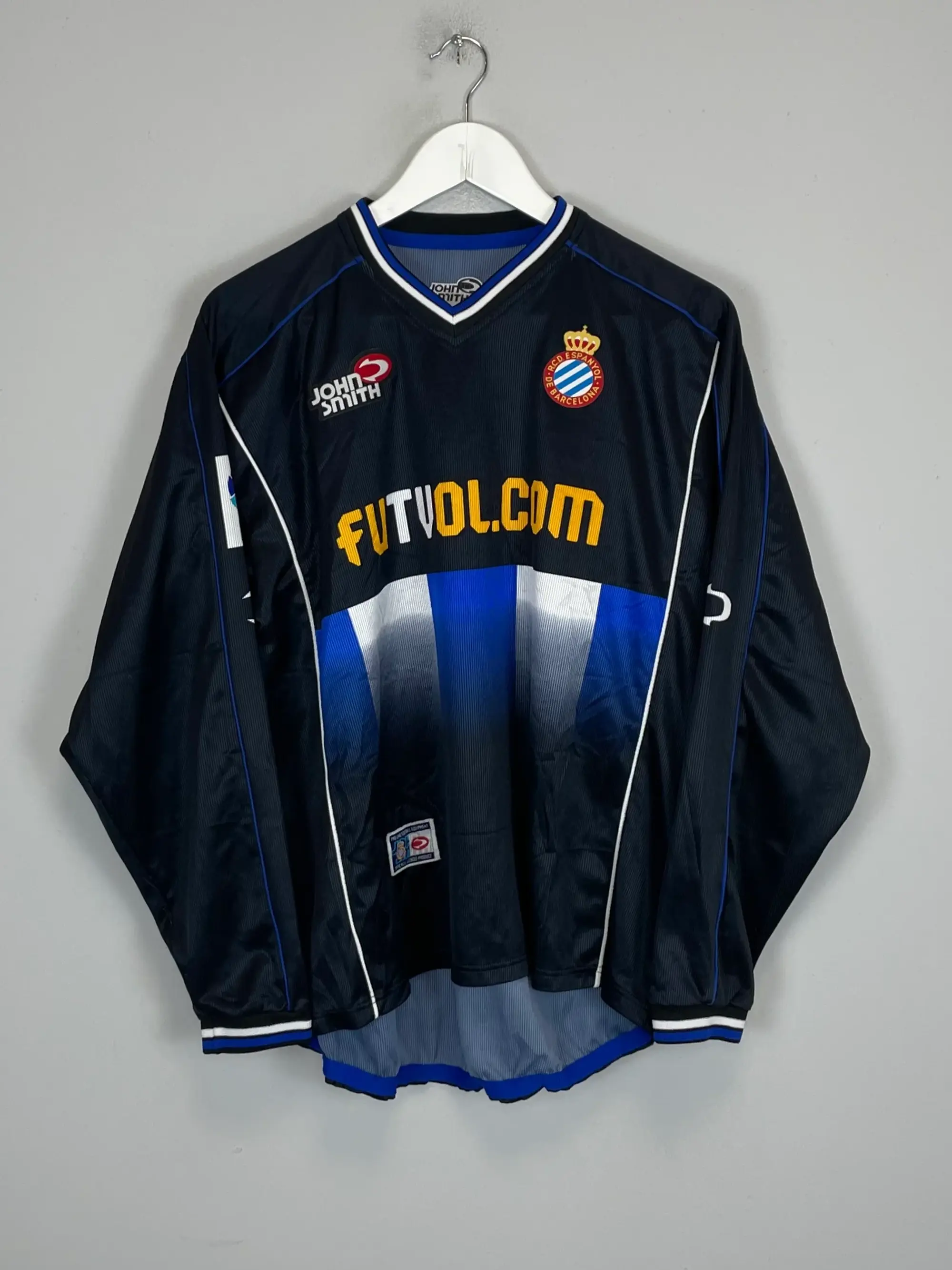 CULT KITS - 2001/03 ESPANYOL DELUCAS #14 L/S AWAY SHIRT (M) JOHN SMITH