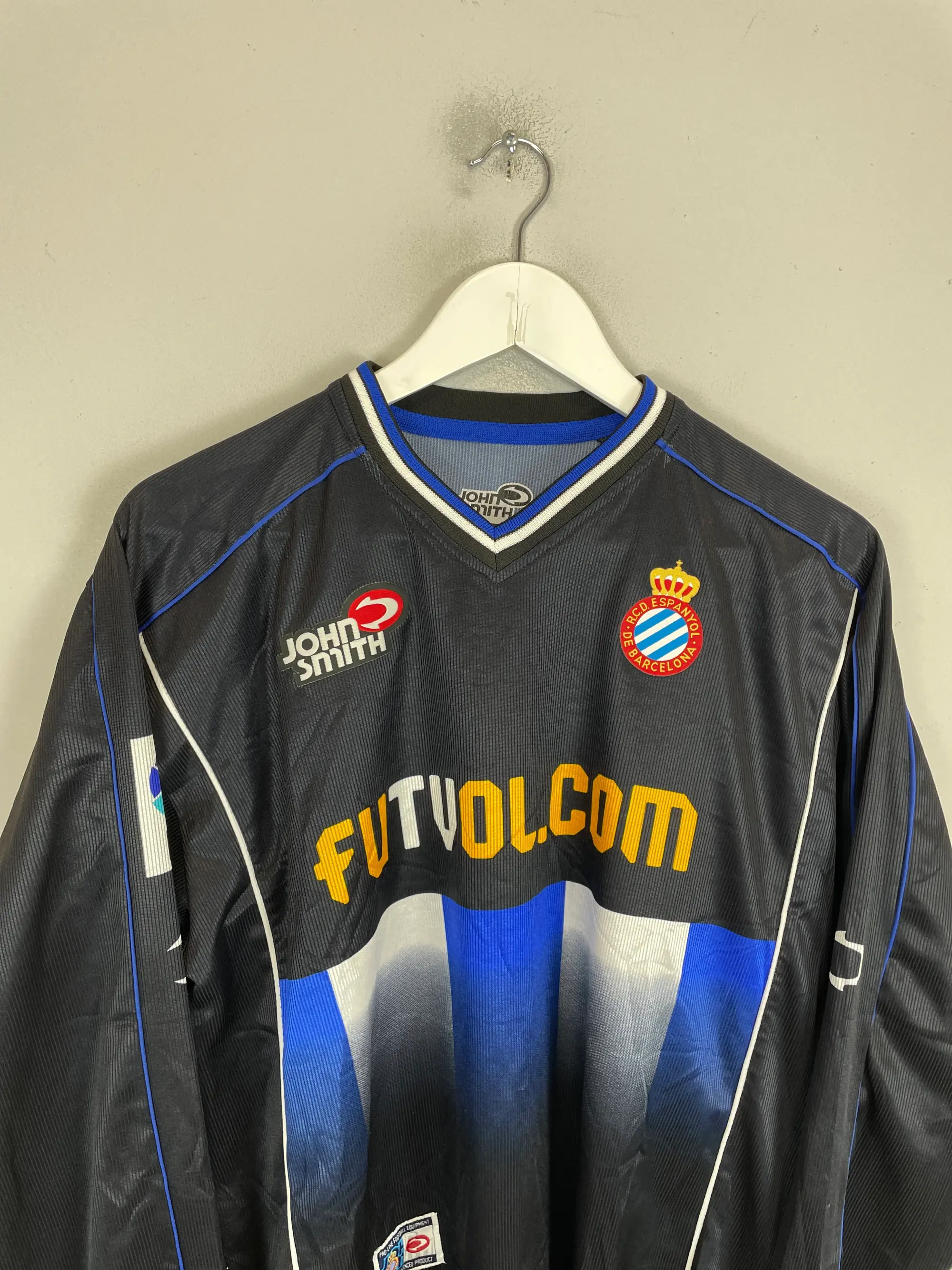 CULT KITS - 2001/03 ESPANYOL DELUCAS #14 L/S AWAY SHIRT (M) JOHN SMITH