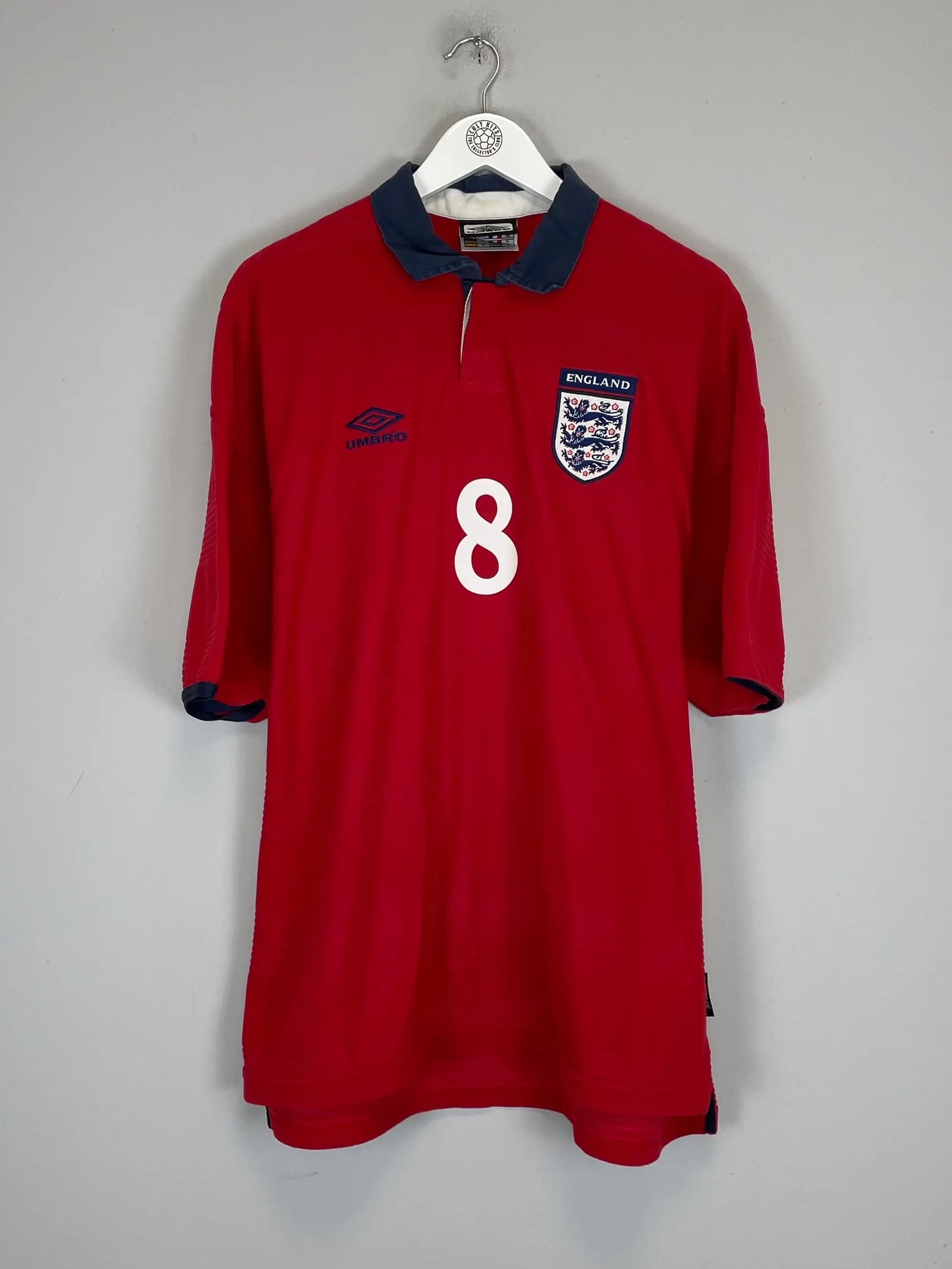 CULT KITS - 1999/01 ENGLAND SCHOLES #18 AWAY SHIRT (XL) UMBRO
