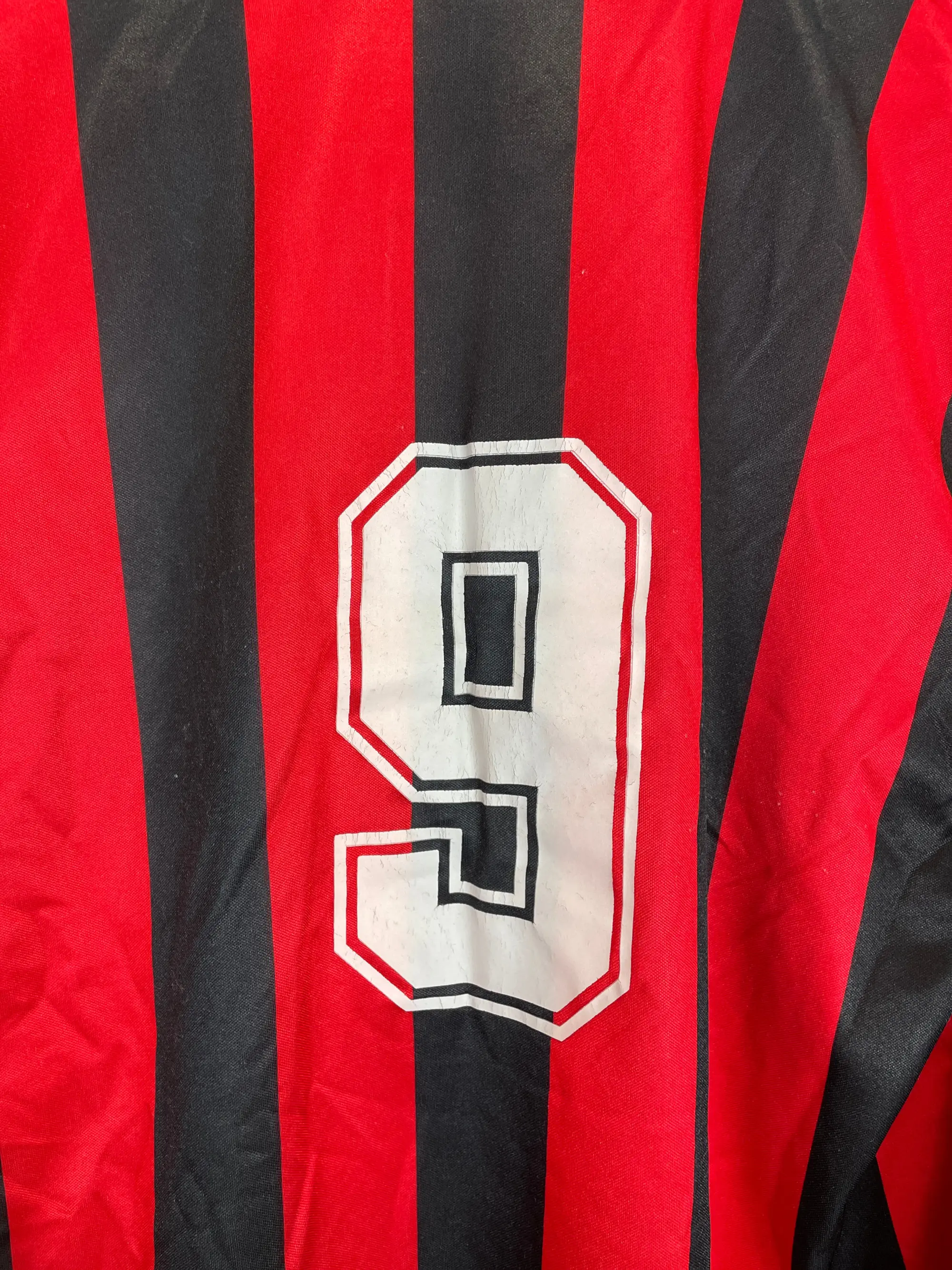 CULT KITS - 1989/90 AC MILAN #9 L/S HOME SHIRT (L) KAPPA