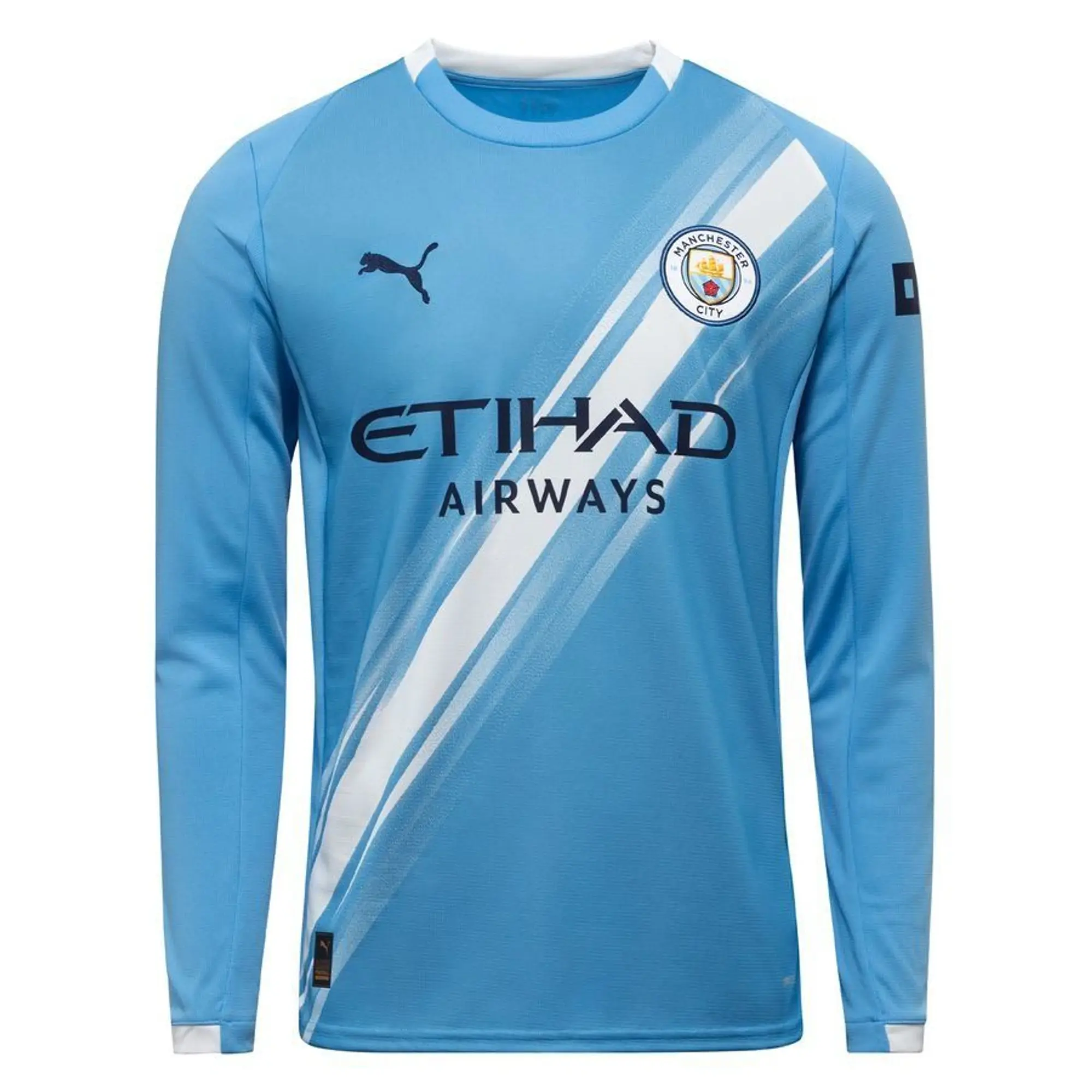 PUMA Manchester City 25/26 Long Sleeve Home Jersey Youth Shirt, Light Blue/White