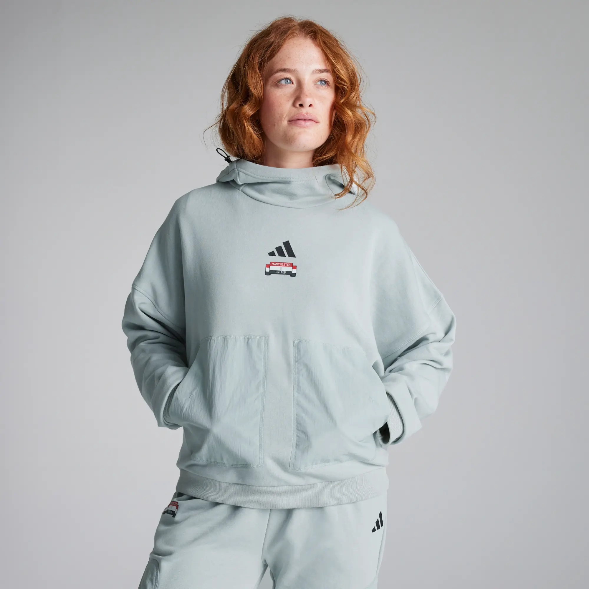 Manchester United x adidas Womens City Escape Hoodie Grey