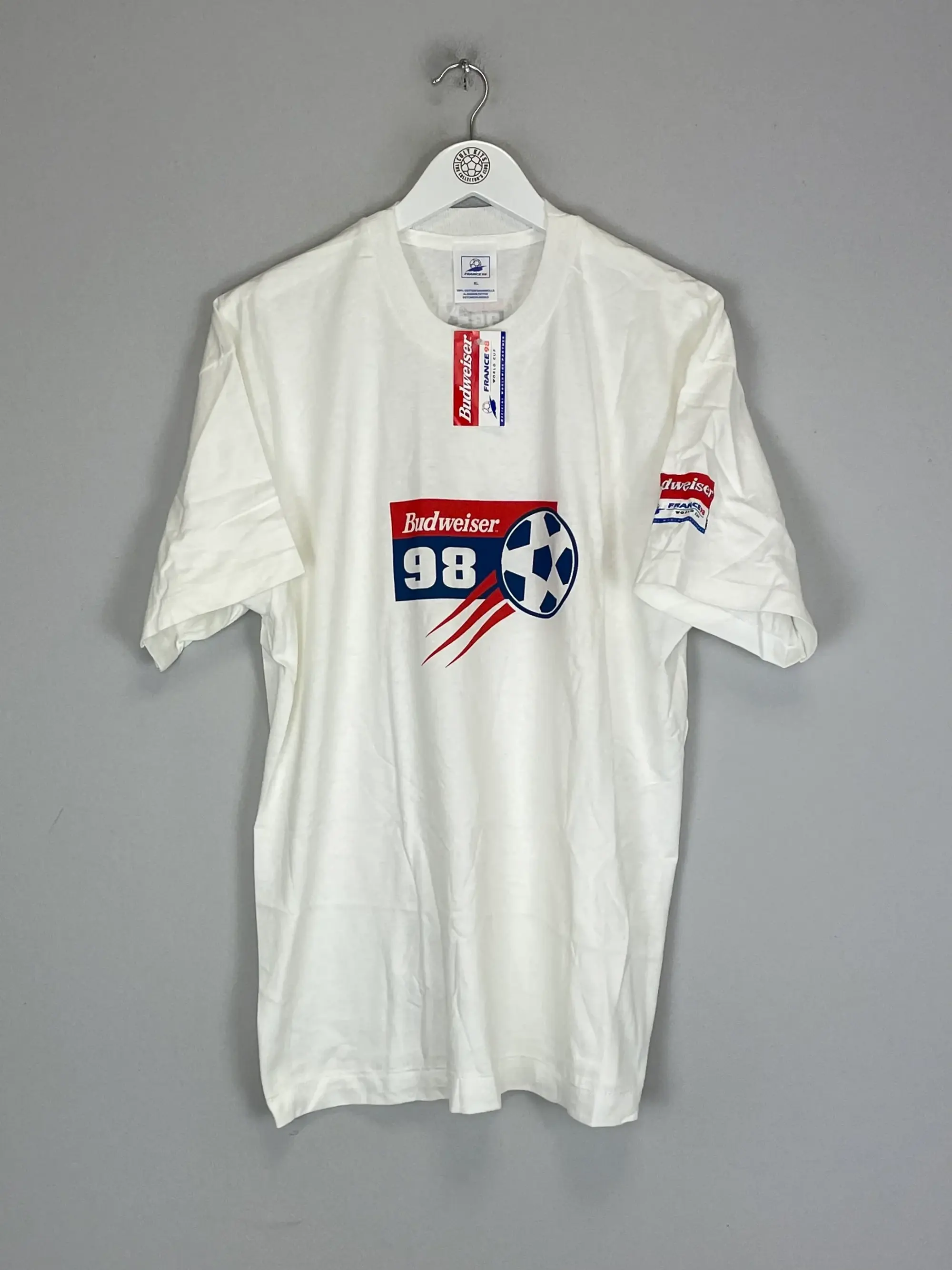 CULT KITS - 1998 FRANCE 98 BUDWEISER WORLD CUP *BNWT* T-SHIRT (L) OM