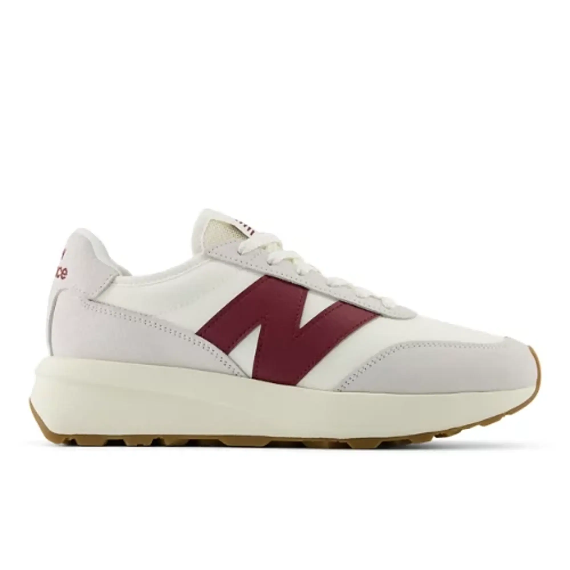 New Balance Unisex 370 in White/Red Suede/Mesh