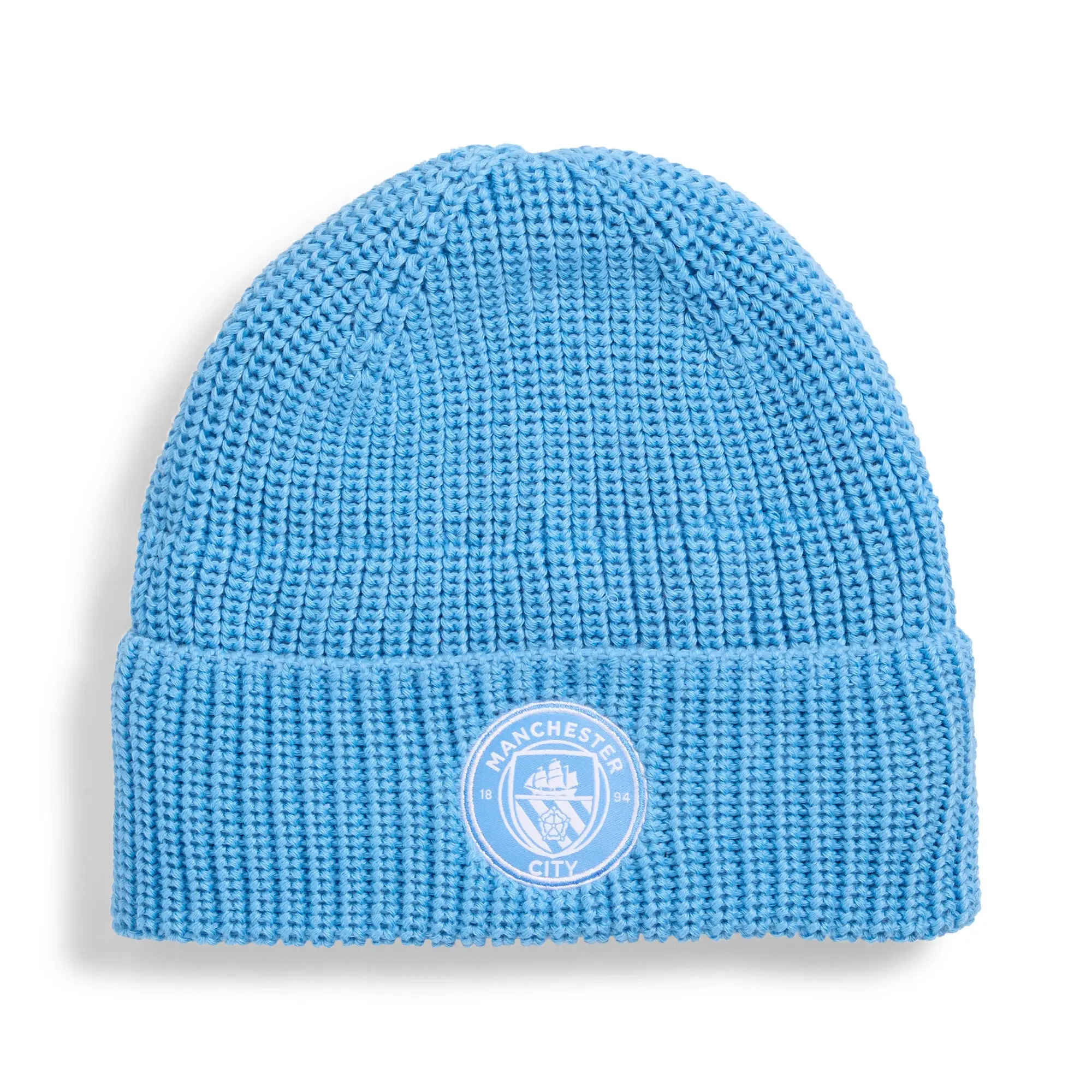 PUMA Manchester City Essentials Beanie Hat Unisex, Light Blue/White
