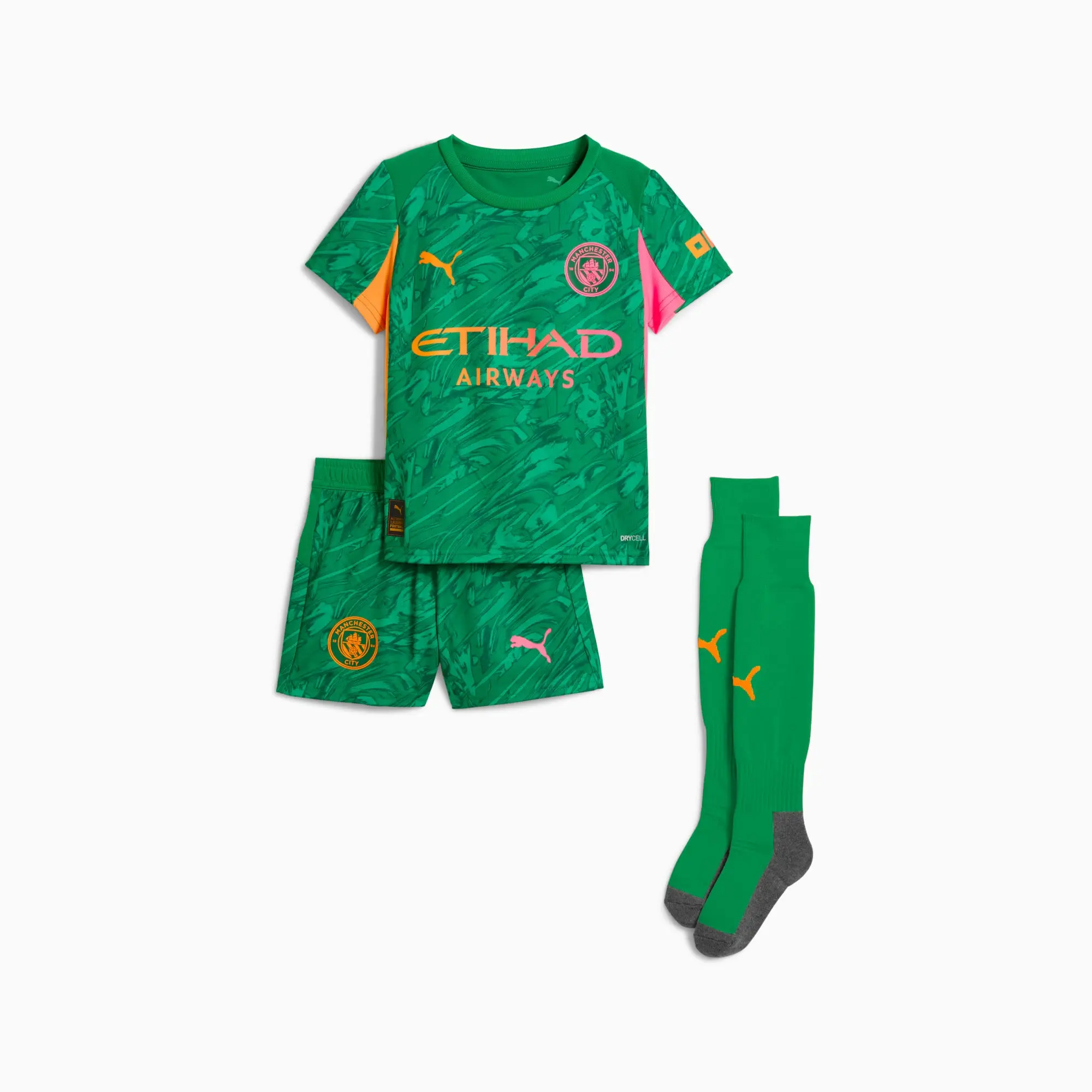 PUMA Manchester City 25/26 Goalkeeper Minikit Kids, Archive Green/Heat Fire, size 2-3 Months