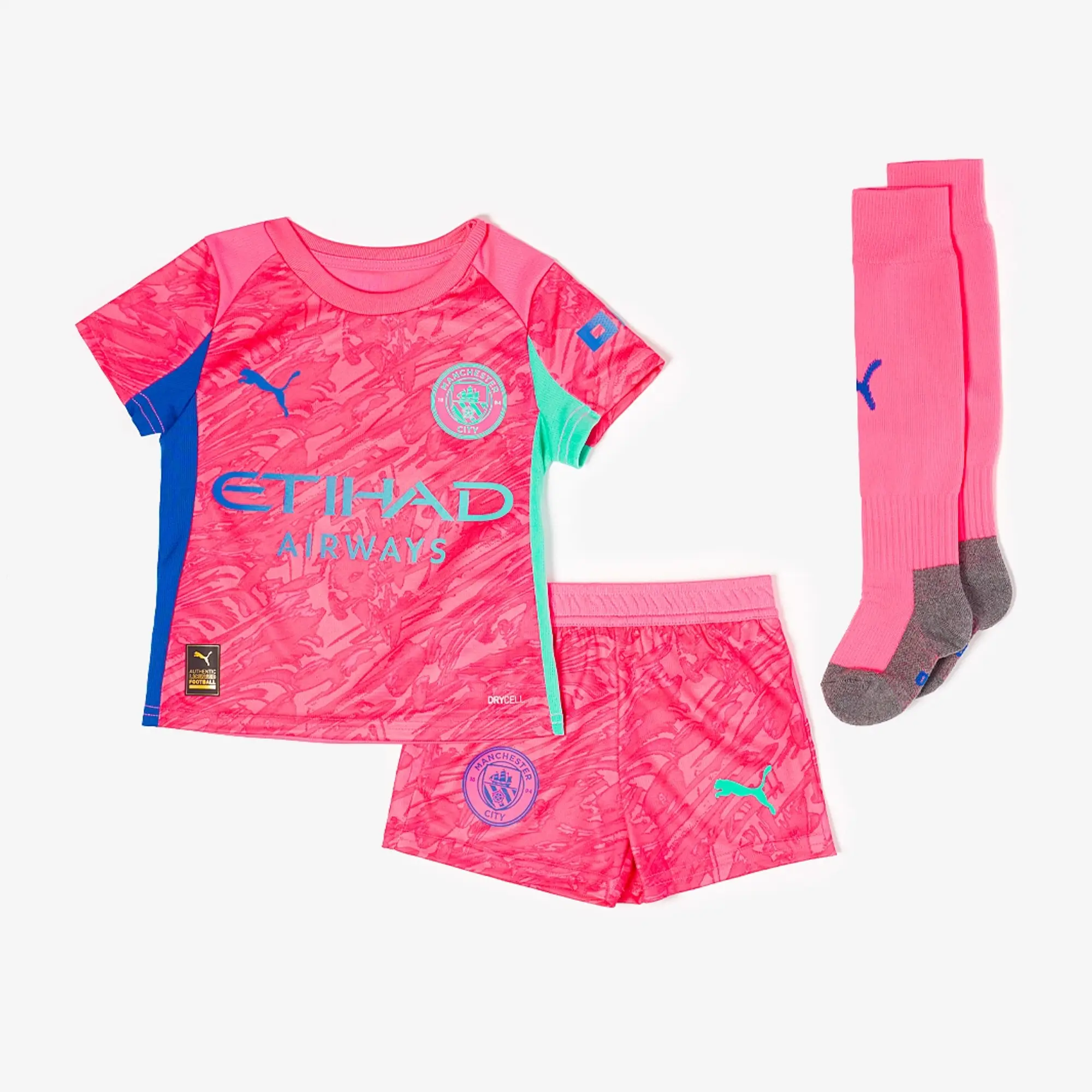 PUMA Manchester City 25/26 Goalkeeper Minikit Kids, Pink Pes/Aquatic, size 2-3 Months