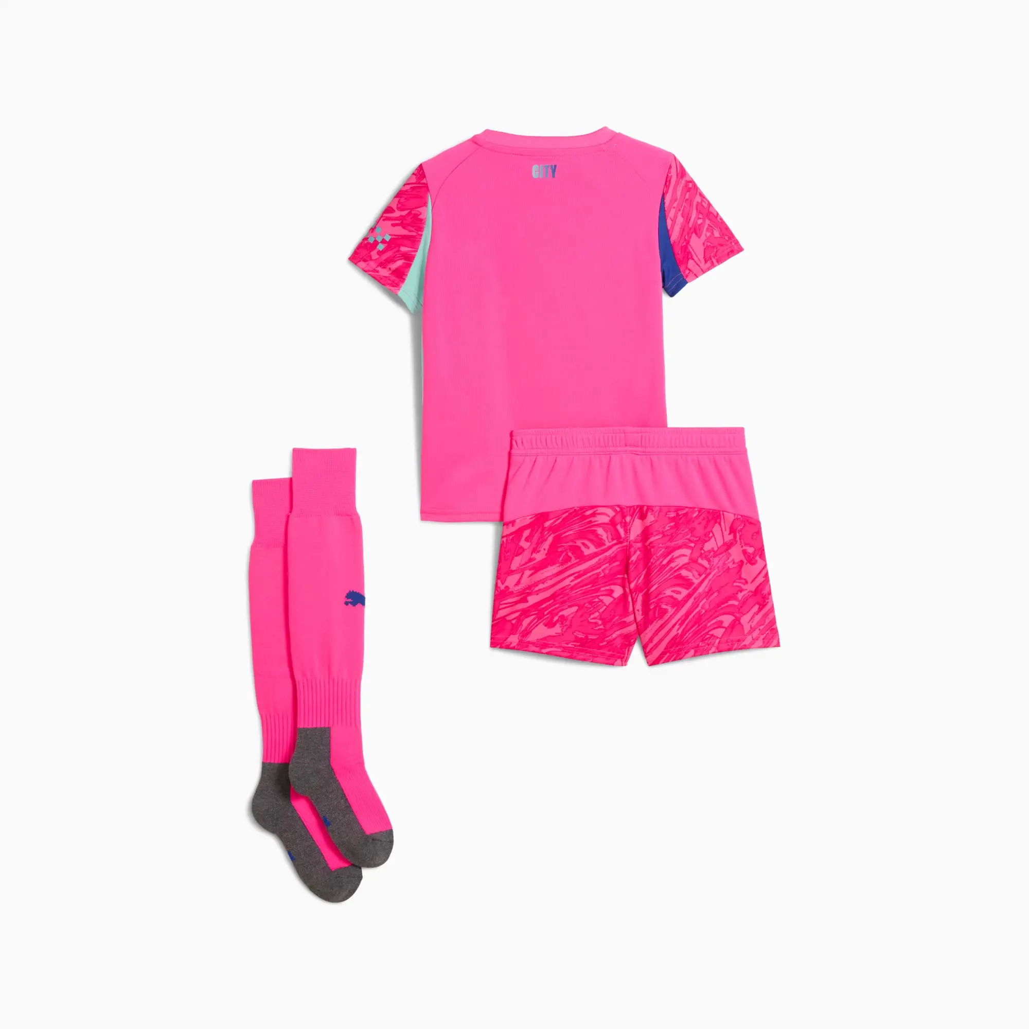 PUMA Manchester City 25/26 Goalkeeper Minikit Kids, Pink Pes/Aquatic, size 2-3 Months