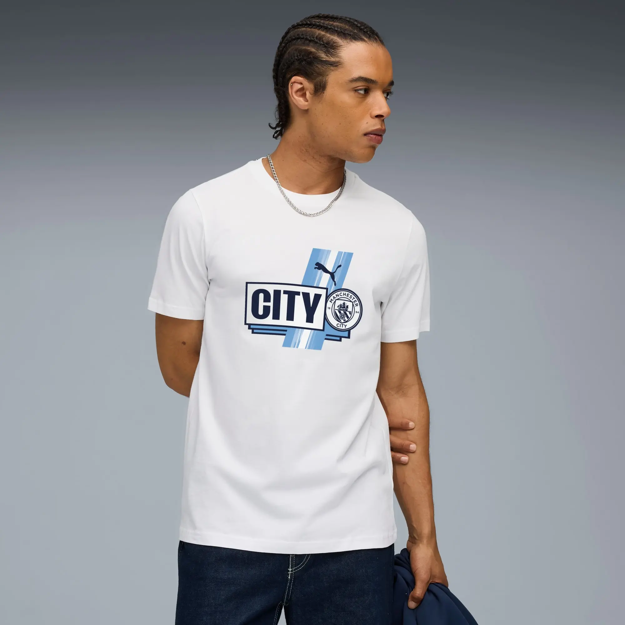 PUMA Manchester City Ftblculture T-Shirt Men, White/Light Blue, size 3XL