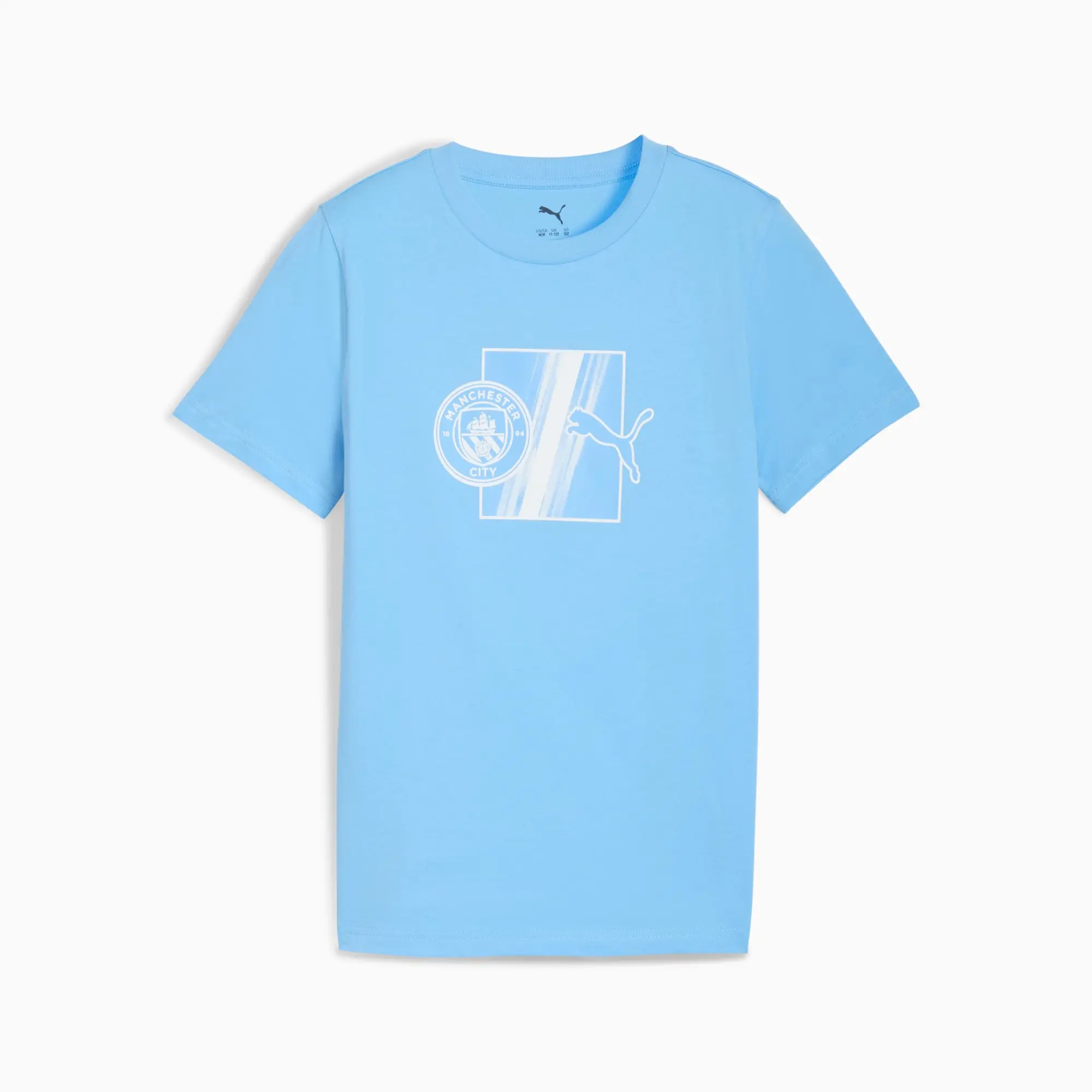 PUMA Manchester City Ftblculture T-Shirt Youth, Light Blue/White, size 11-12 Youth