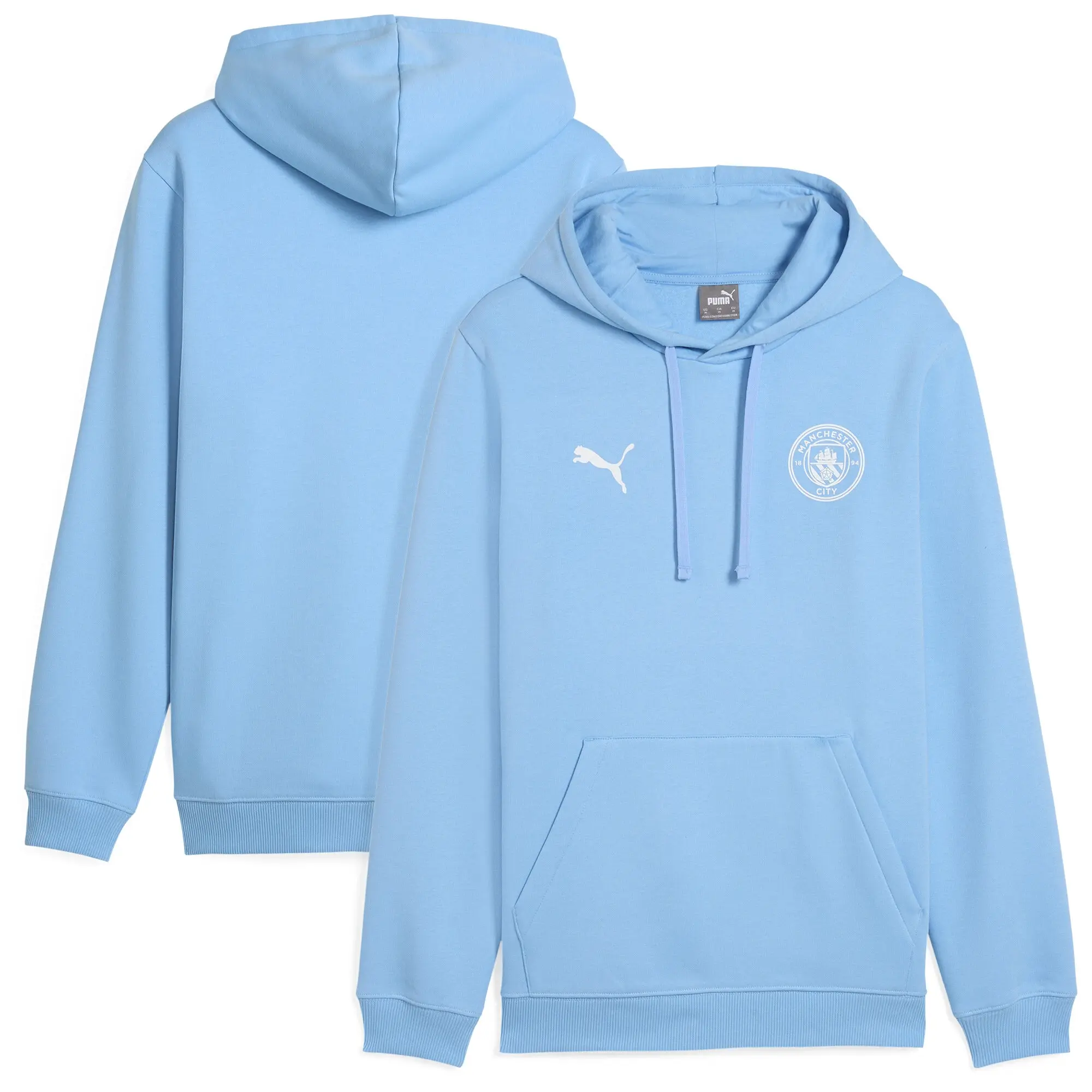 PUMA Manchester City Ftblessentials Hoodie Men, Light Blue/White, size 3XL