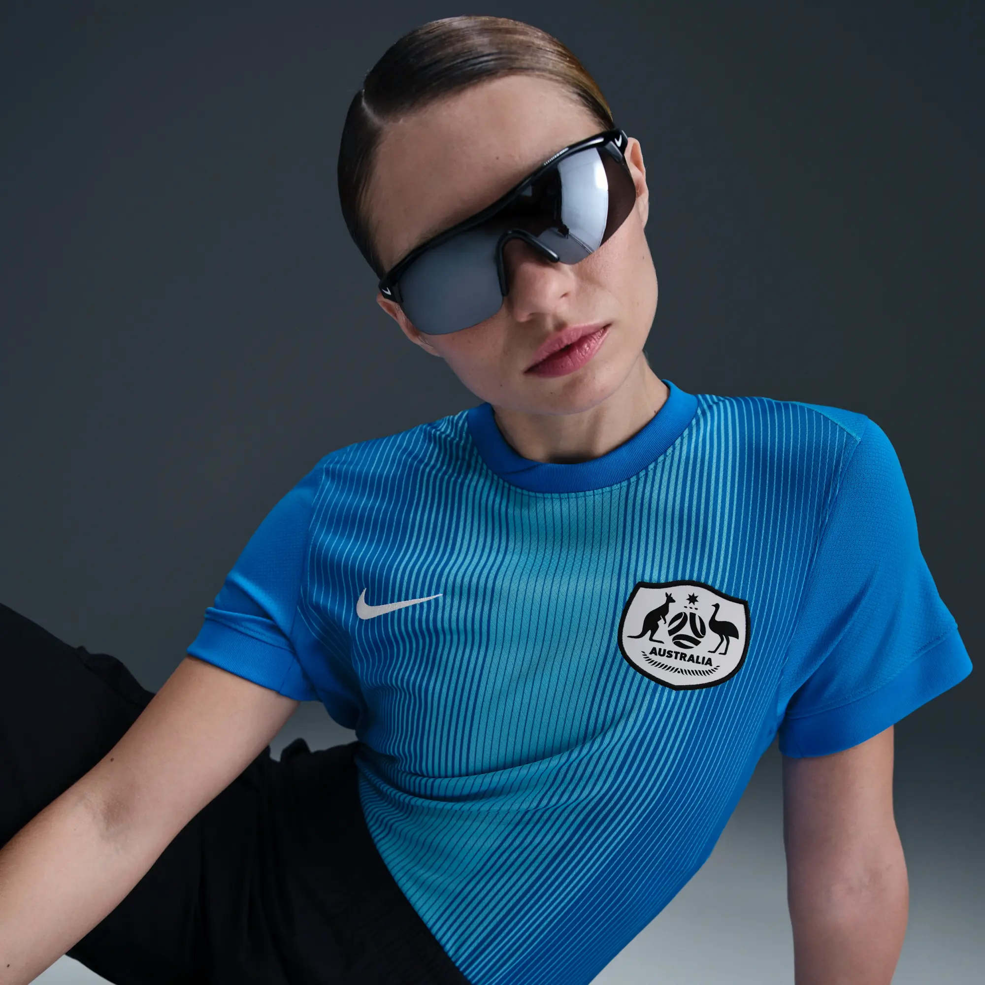 Australia 2025 Stadium Goalkeeper Women's Nike Dri-FIT Football Replica Short-Sleeve Shirt - Blue - Polyester