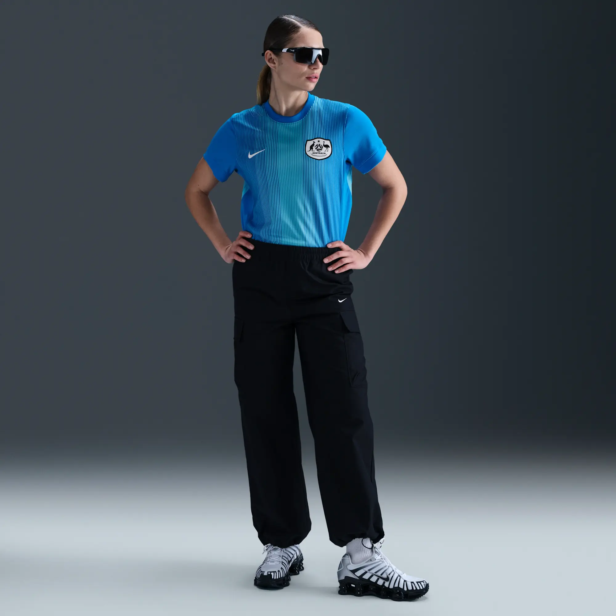 Australia 2025 Stadium Goalkeeper Women's Nike Dri-FIT Football Replica Short-Sleeve Shirt - Blue - Polyester