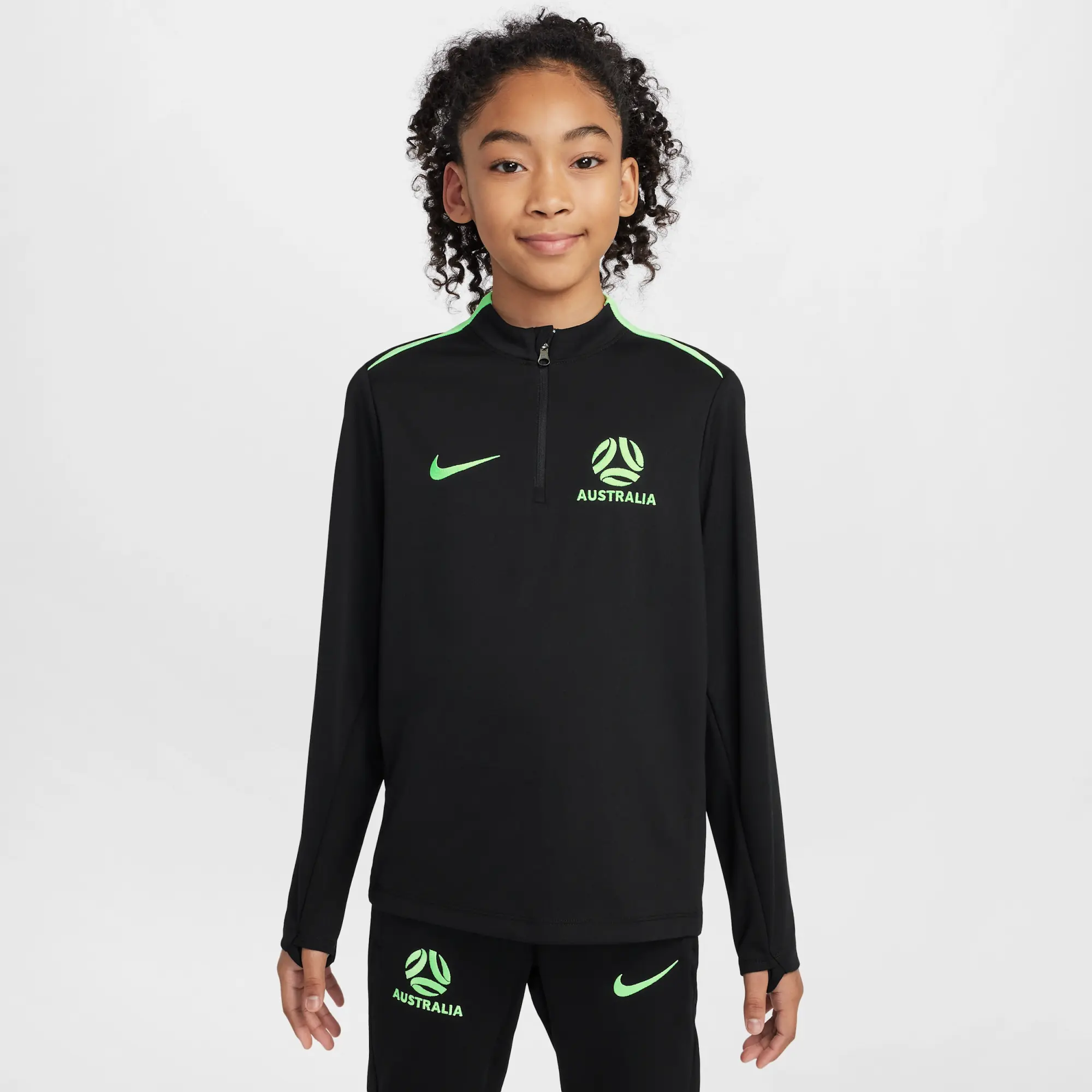 Australia Academy Pro Older Kids' Nike Dri-FIT Football Knit Drill Top - Black - Polyester