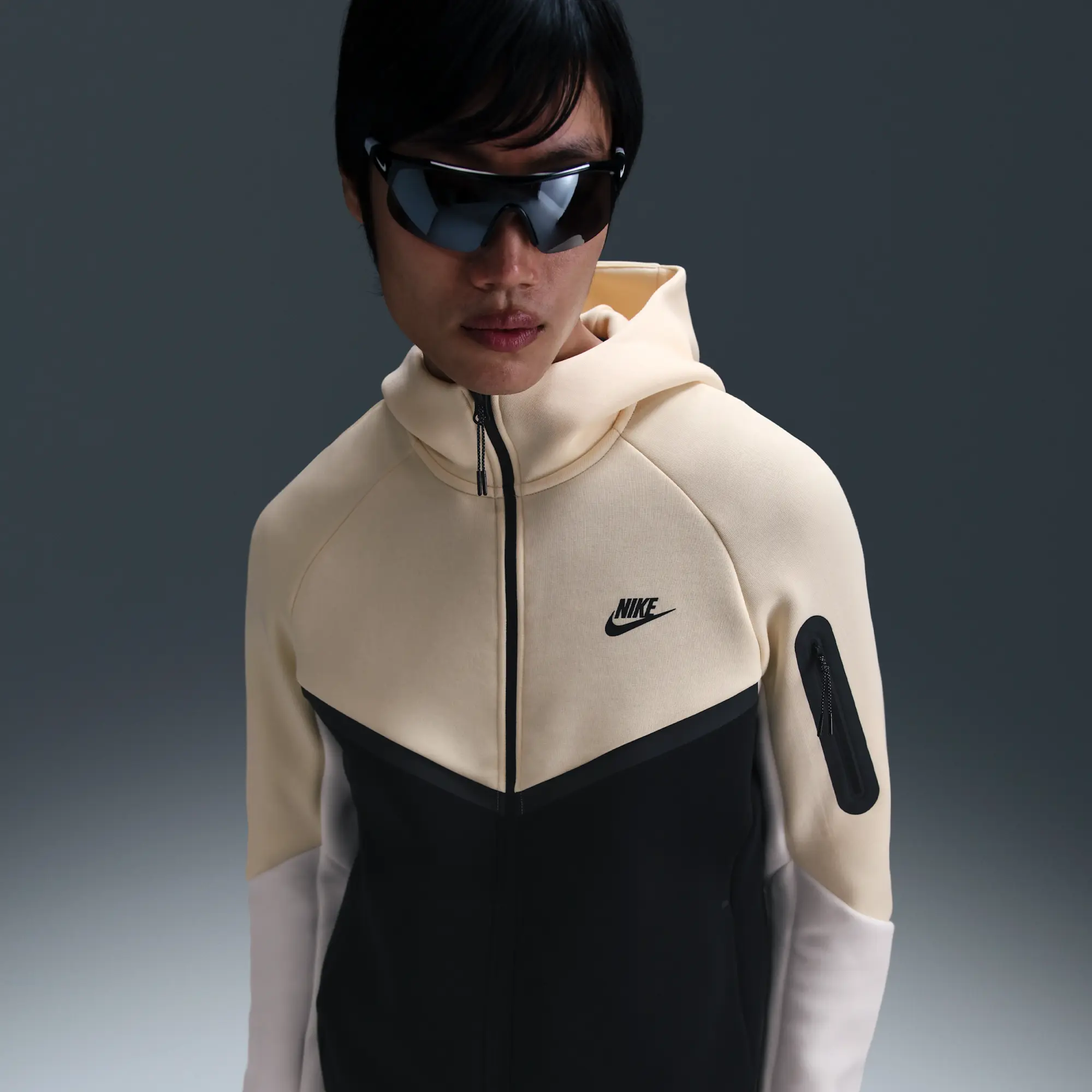 Nike Tech Men's Full-Zip Windrunner Hoodie - Brown - Cotton/Polyester