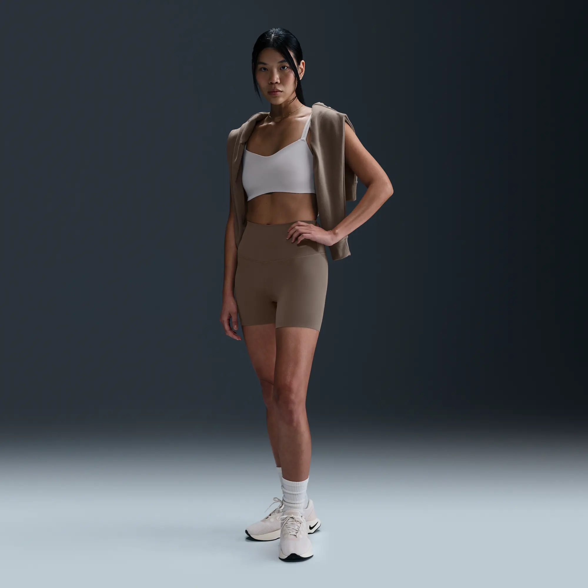 Nike Training Zenvy Dri-Fit Soft Touch High Waisted 5 Inch Shorts In Brown