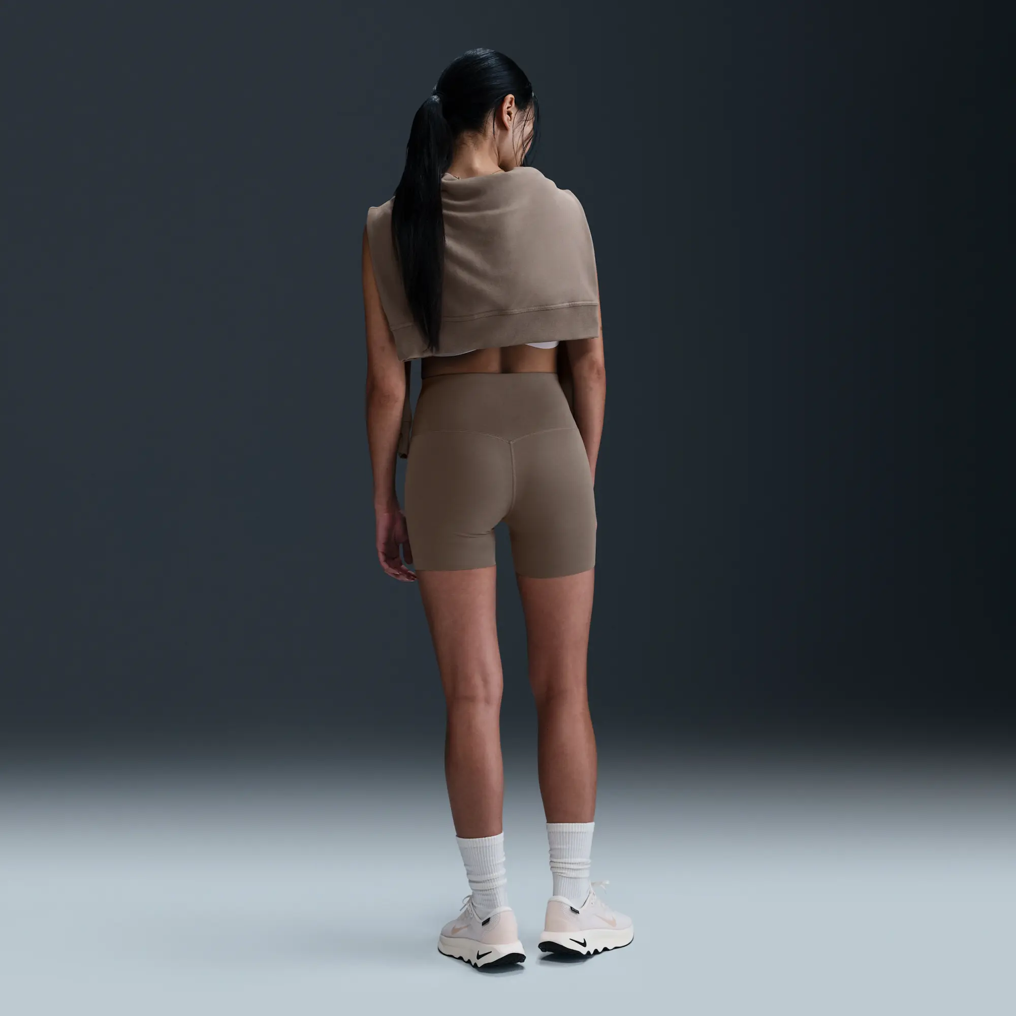 Nike Training Zenvy Dri-Fit Soft Touch High Waisted 5 Inch Shorts In Brown