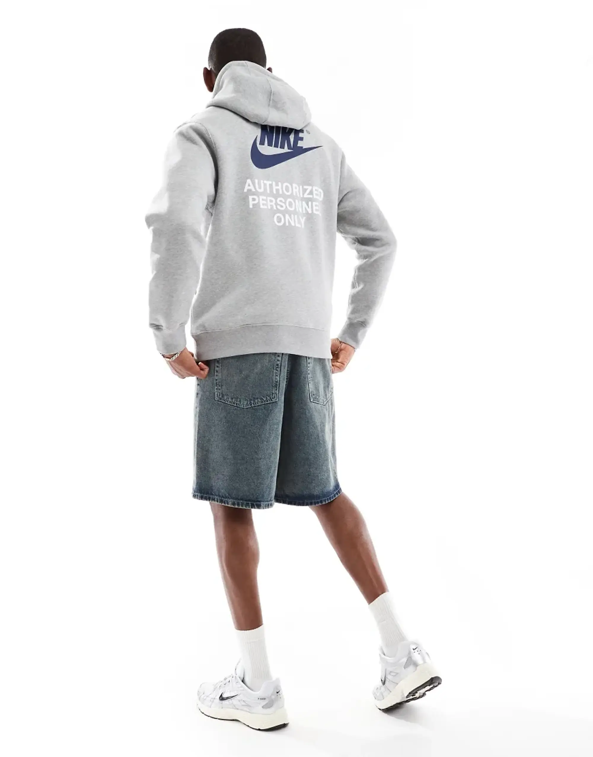 Nike Small Logo Graphic Hoodie In Grey