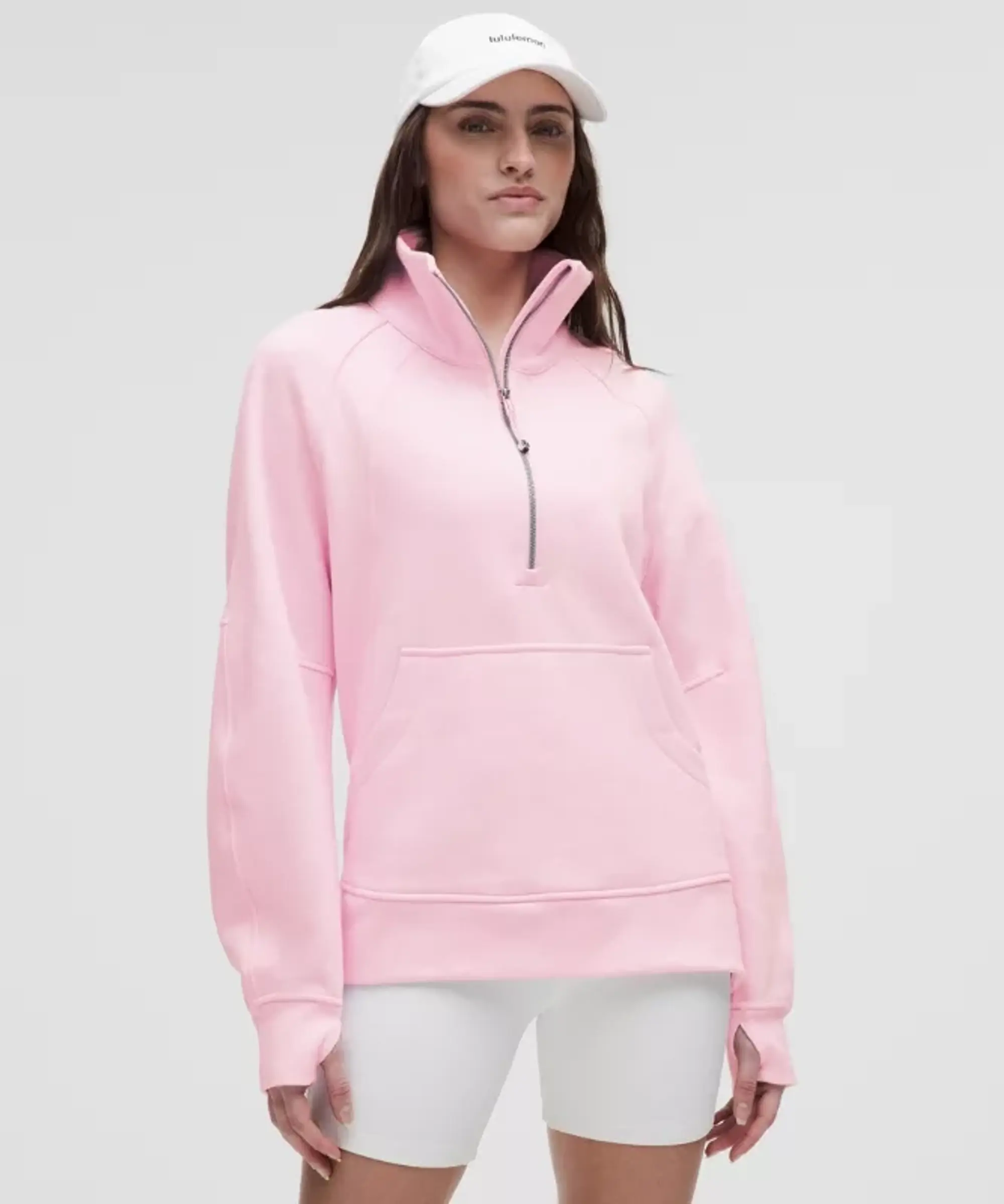 lululemon – Women's Scuba Oversized Funnel-Neck Half Zip Sweatshirt Long – Color Pink – Size M/L