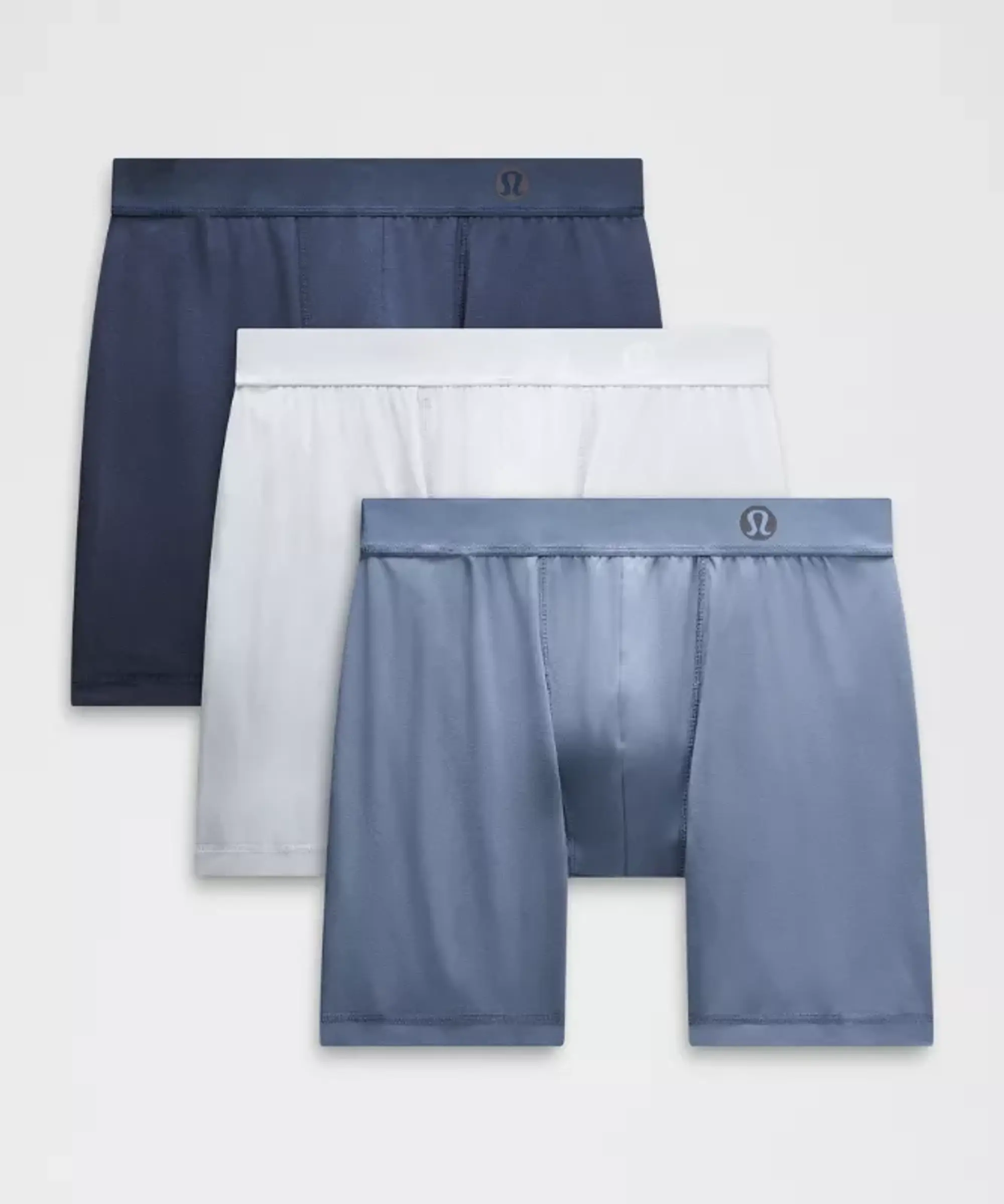 lululemon – Men's Always In Motion Long Boxer Briefs 3 Pack – 7" – Color Blue/White – Size L