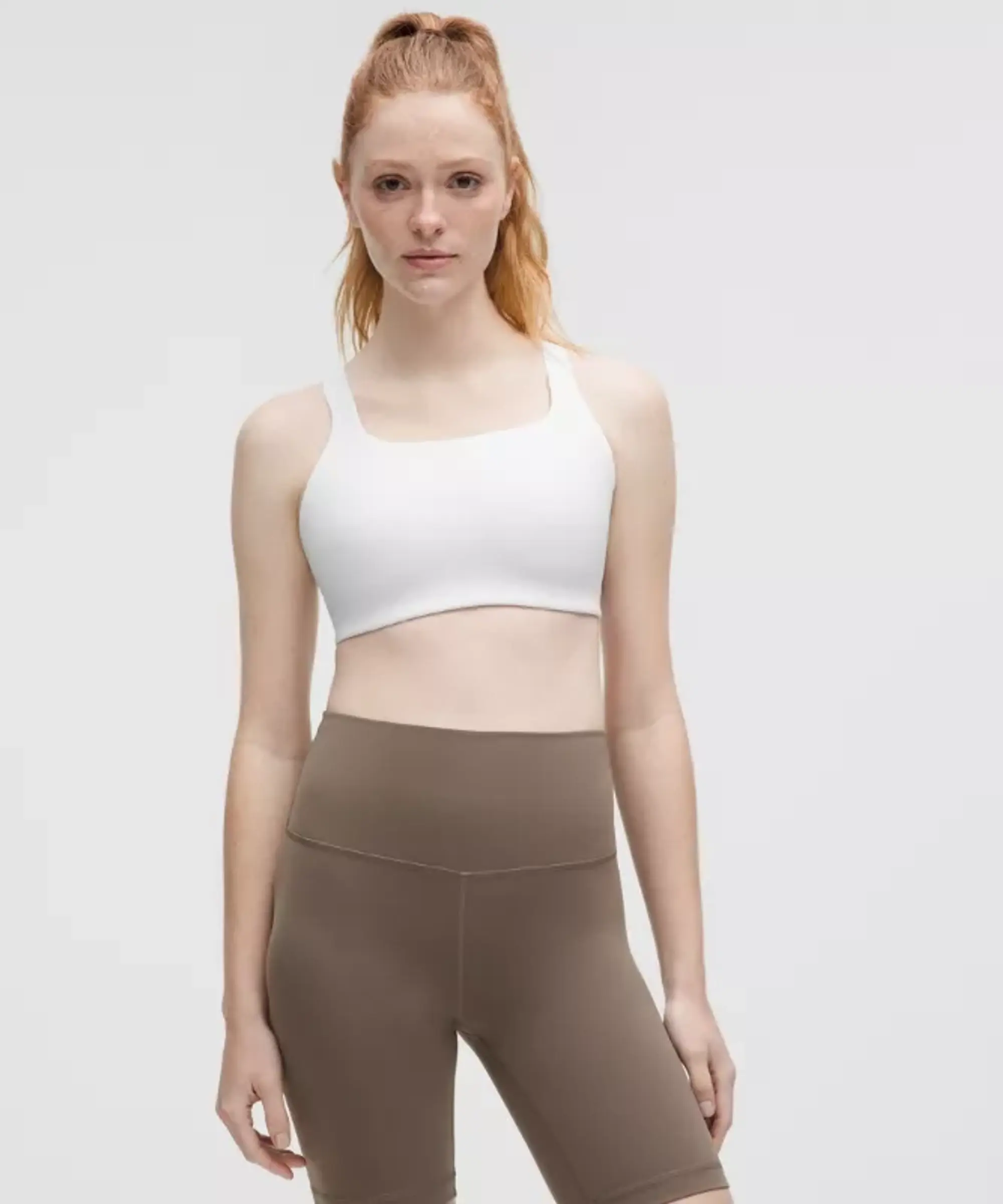 lululemon – Women's Ultralu Square-Neck Workout Sports Bra Medium Support, D/DD Cup – Color White – Size 10