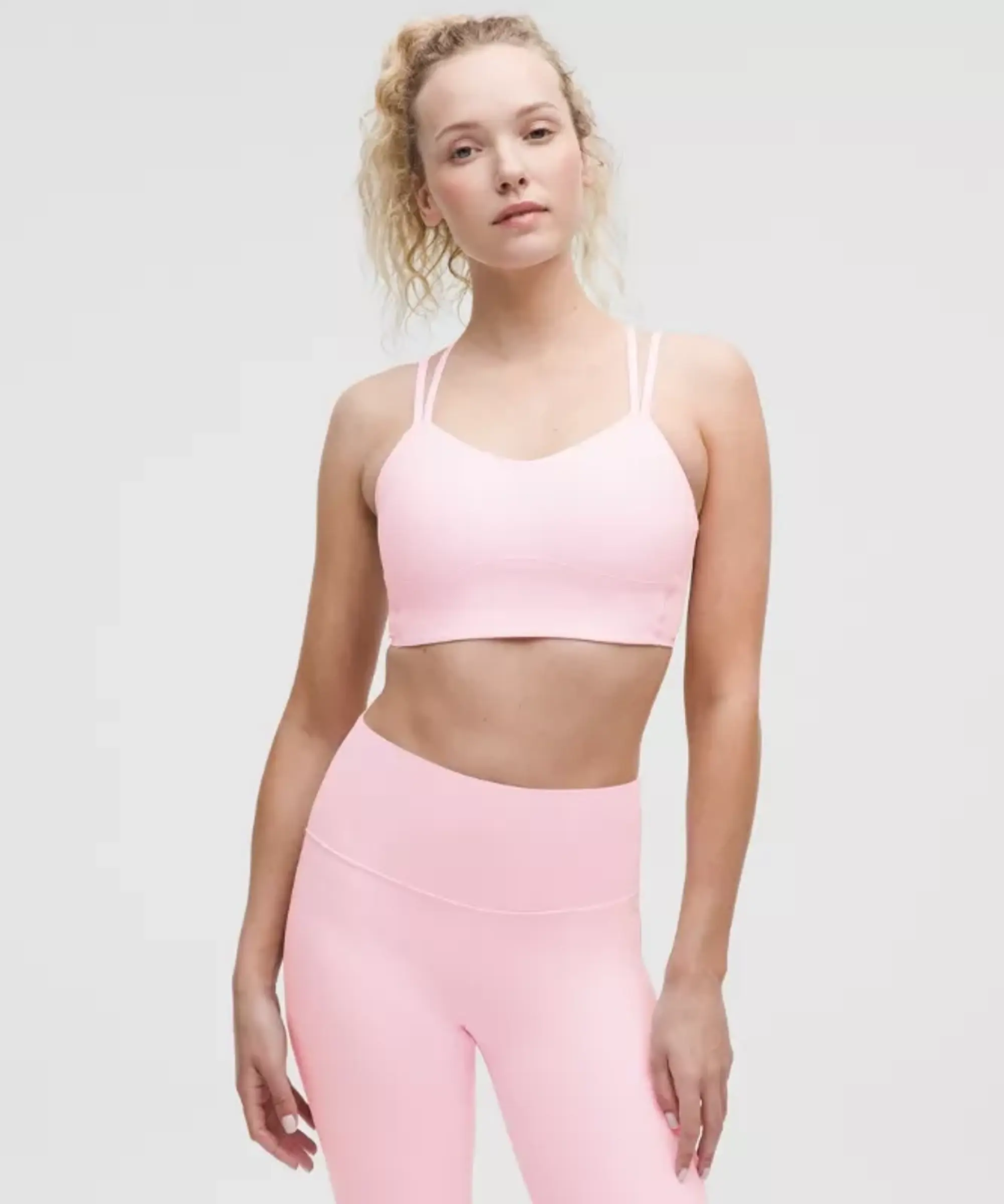 lululemon – Women's Like a Cloud Ribbed Longline Sports Bra Light Support, B/C Cup – Color Pink – Size 10