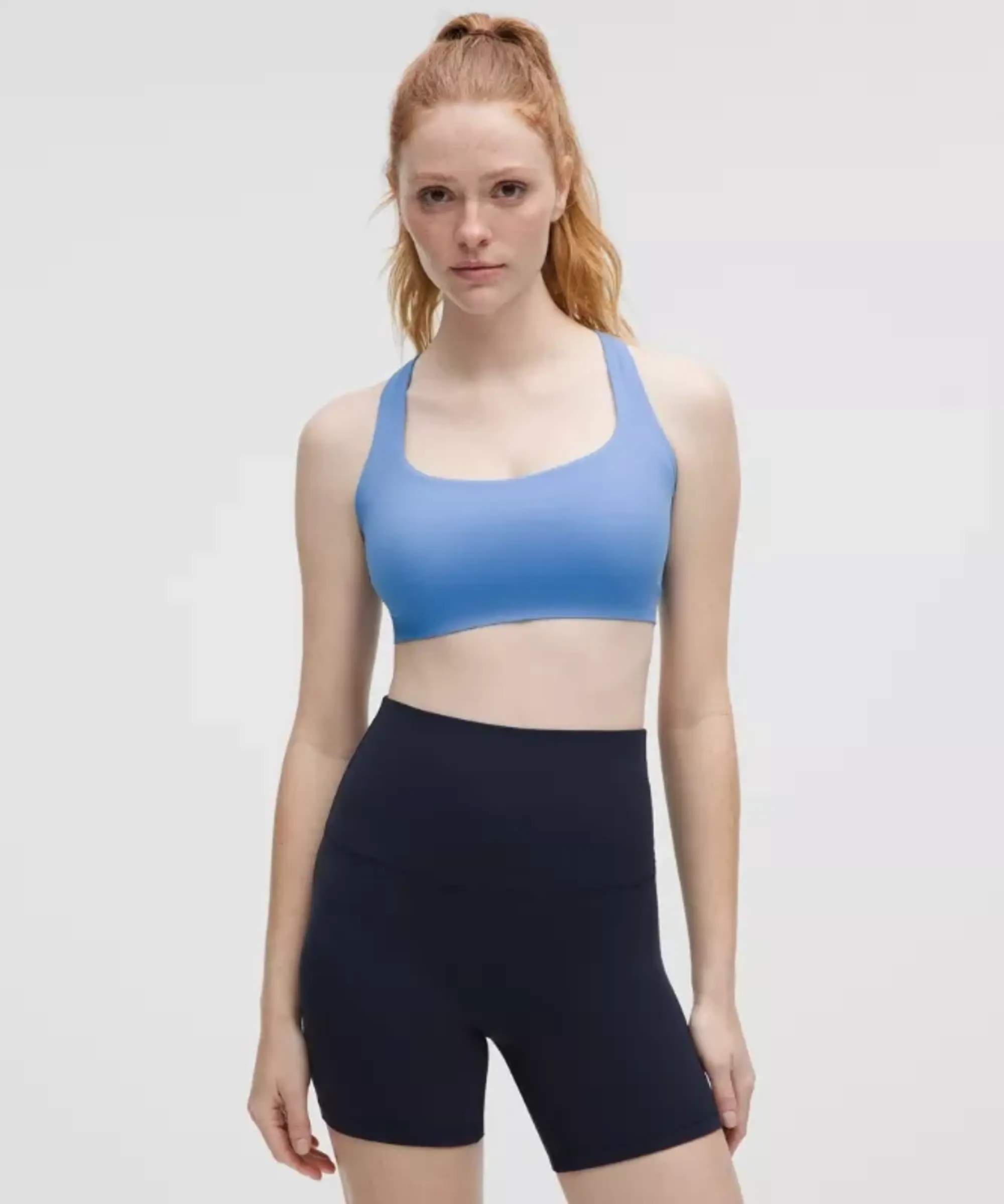 lululemon – Women's FlexyFlex Strappy Yoga Sports Bra Light Support, D-DDD Cups – Color Blue – Size L/XL