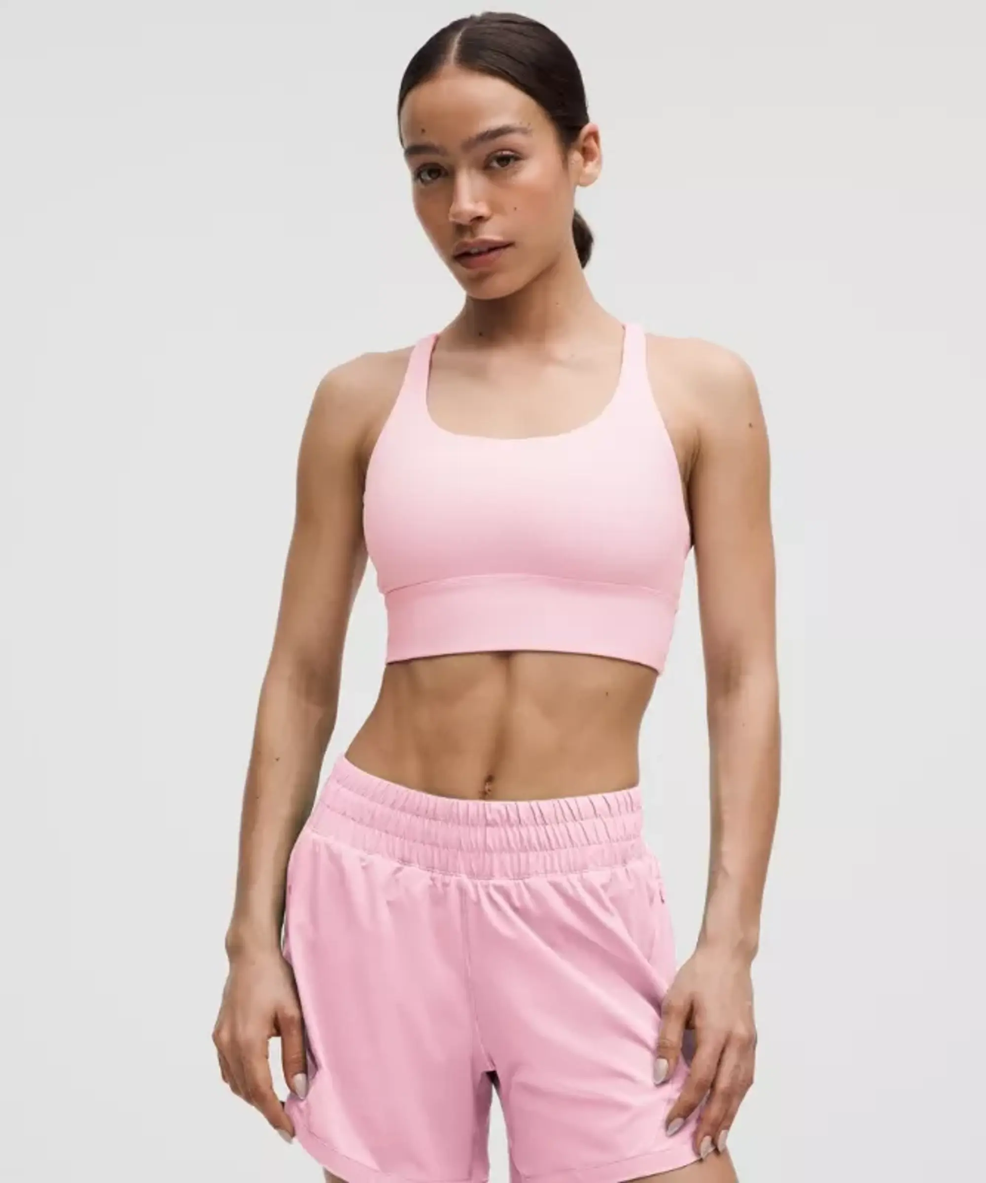 lululemon – Women's Energy Longline Sports Bra Medium Support, B-D Cups – Color Pink – Size 10
