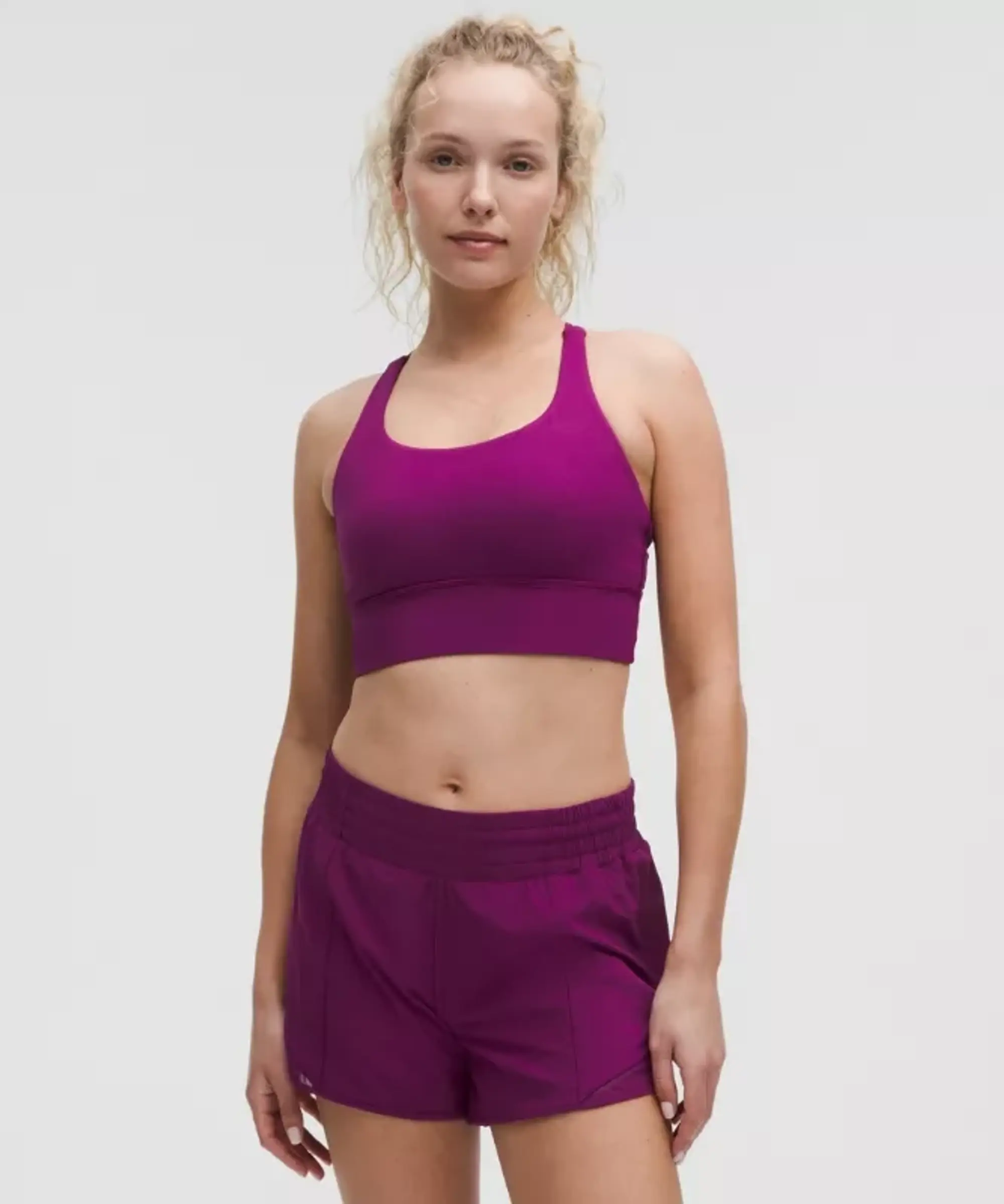 lululemon – Women's Energy Longline Sports Bra Medium Support, B-D Cups – Color Purple – Size 10