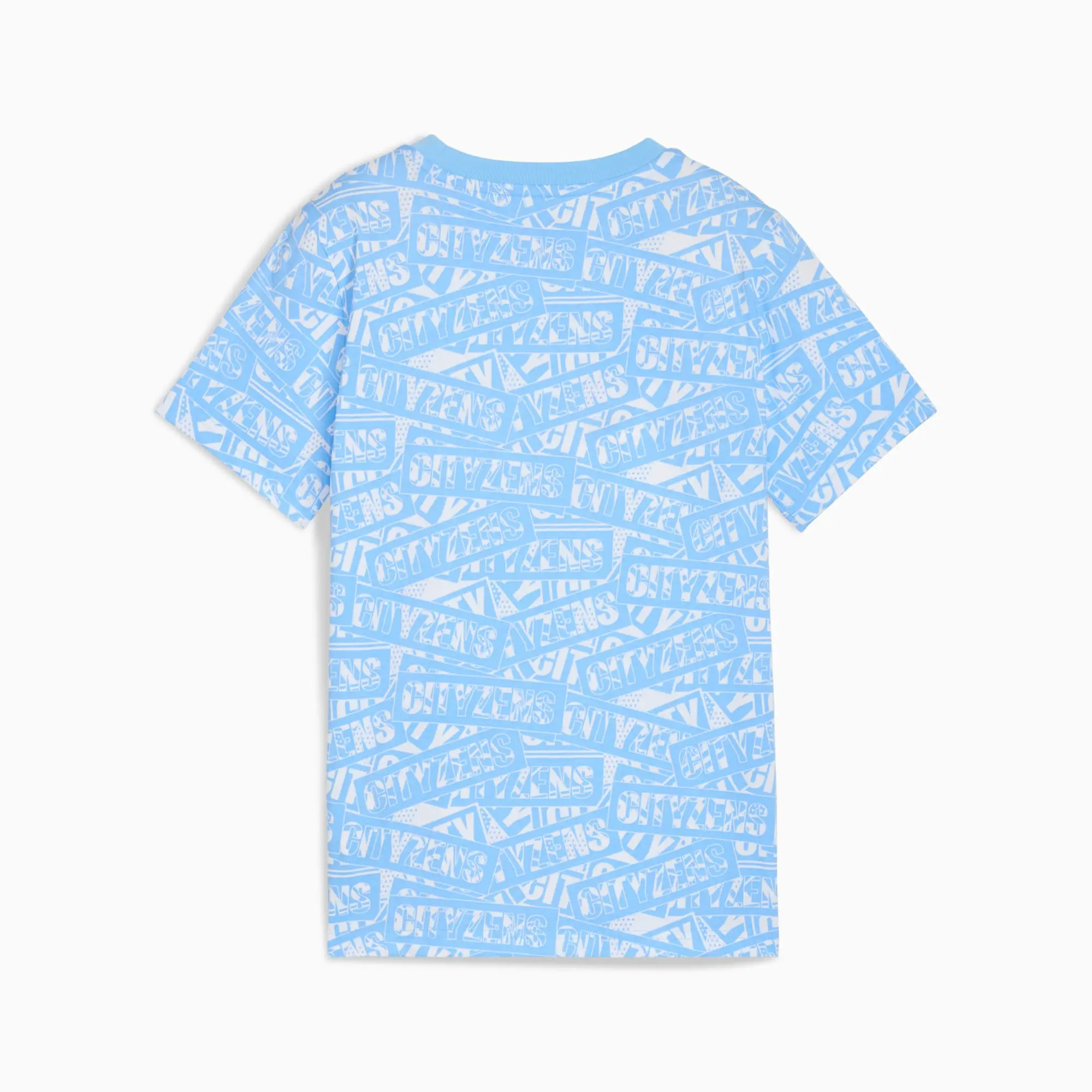 PUMA Manchester City Ftblculture All-Over Print T-Shirt Youth, Light Blue/White, size 11-12 Youth