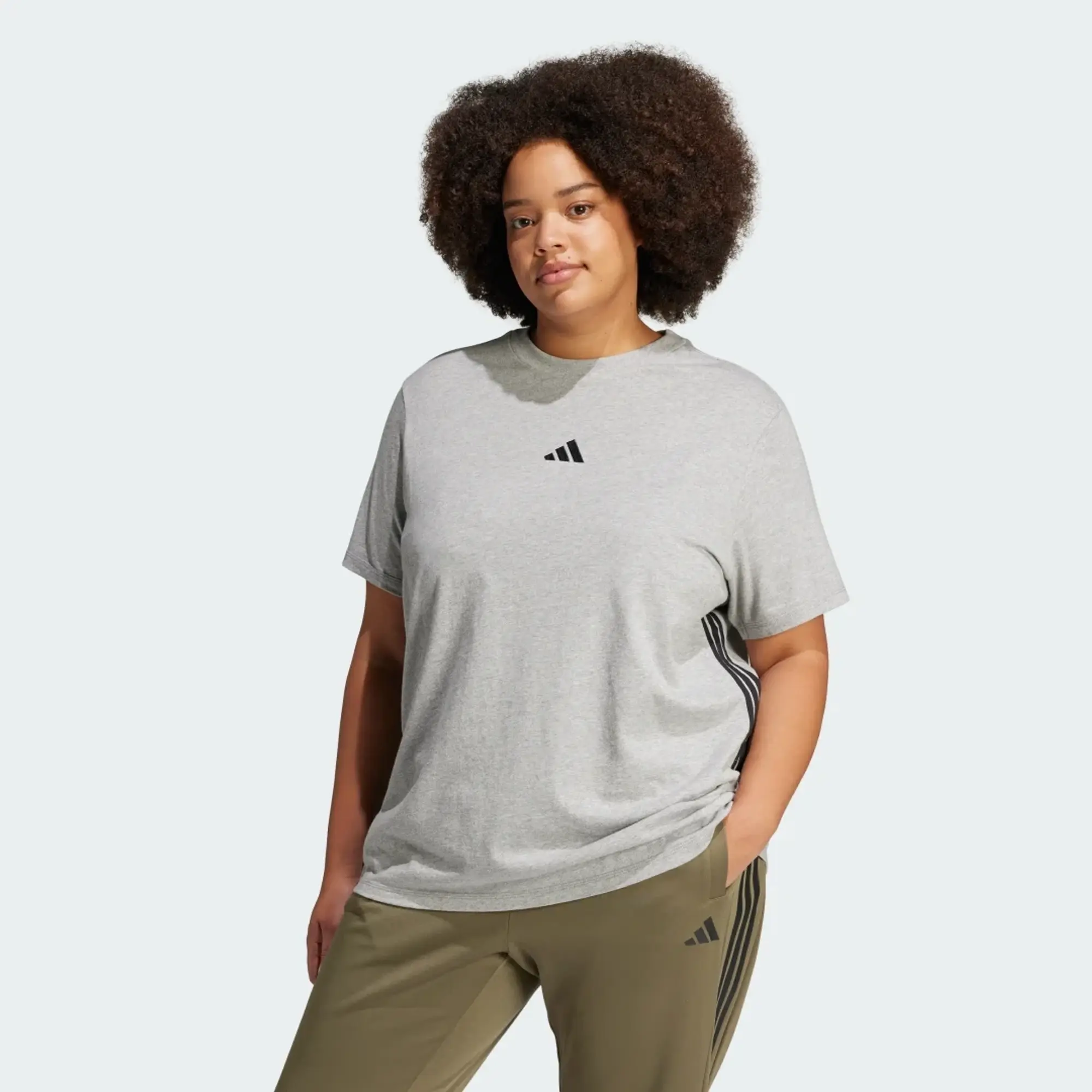 adidas Essentials 3-Stripes Cotton T-Shirt (Plus Size)