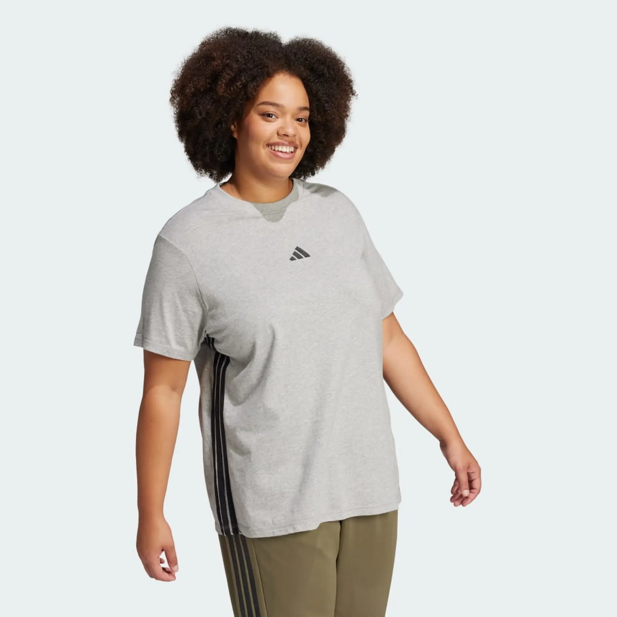 adidas Essentials 3-Stripes Cotton T-Shirt (Plus Size)