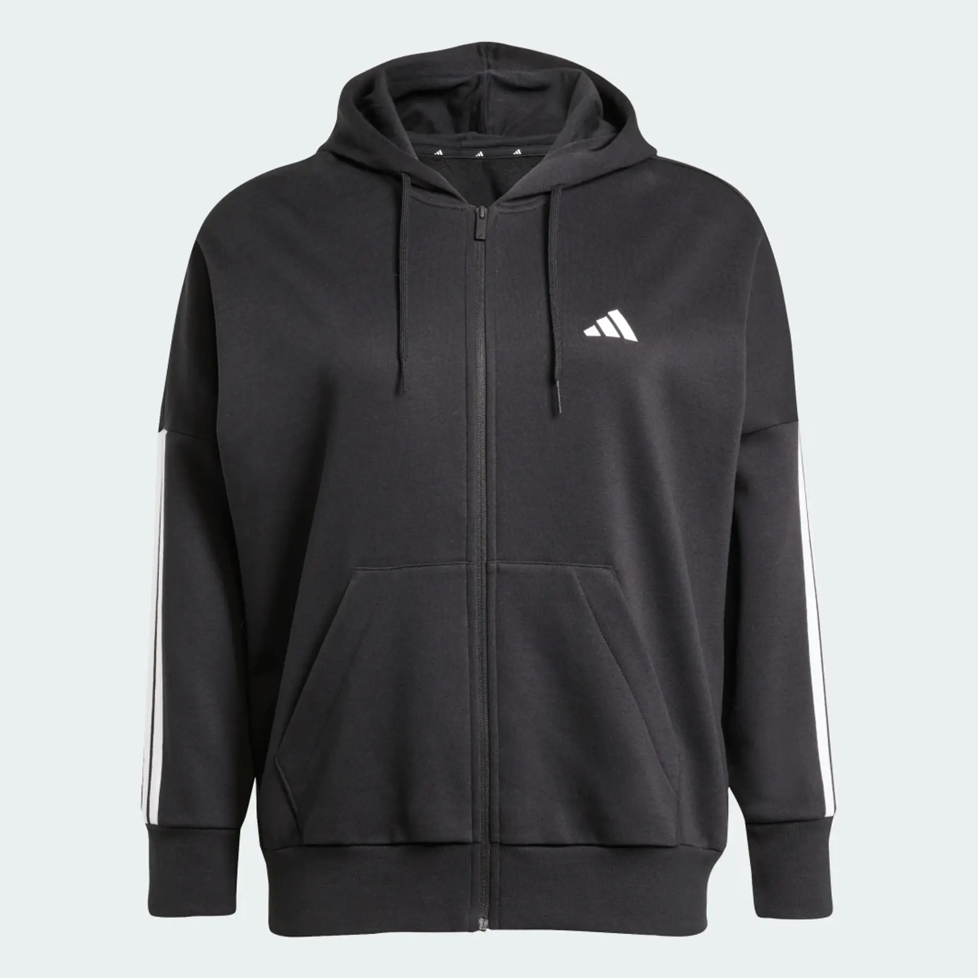 adidas Essentials 3-Stripes Full-Zip Fleece Hoodie (Plus Size)