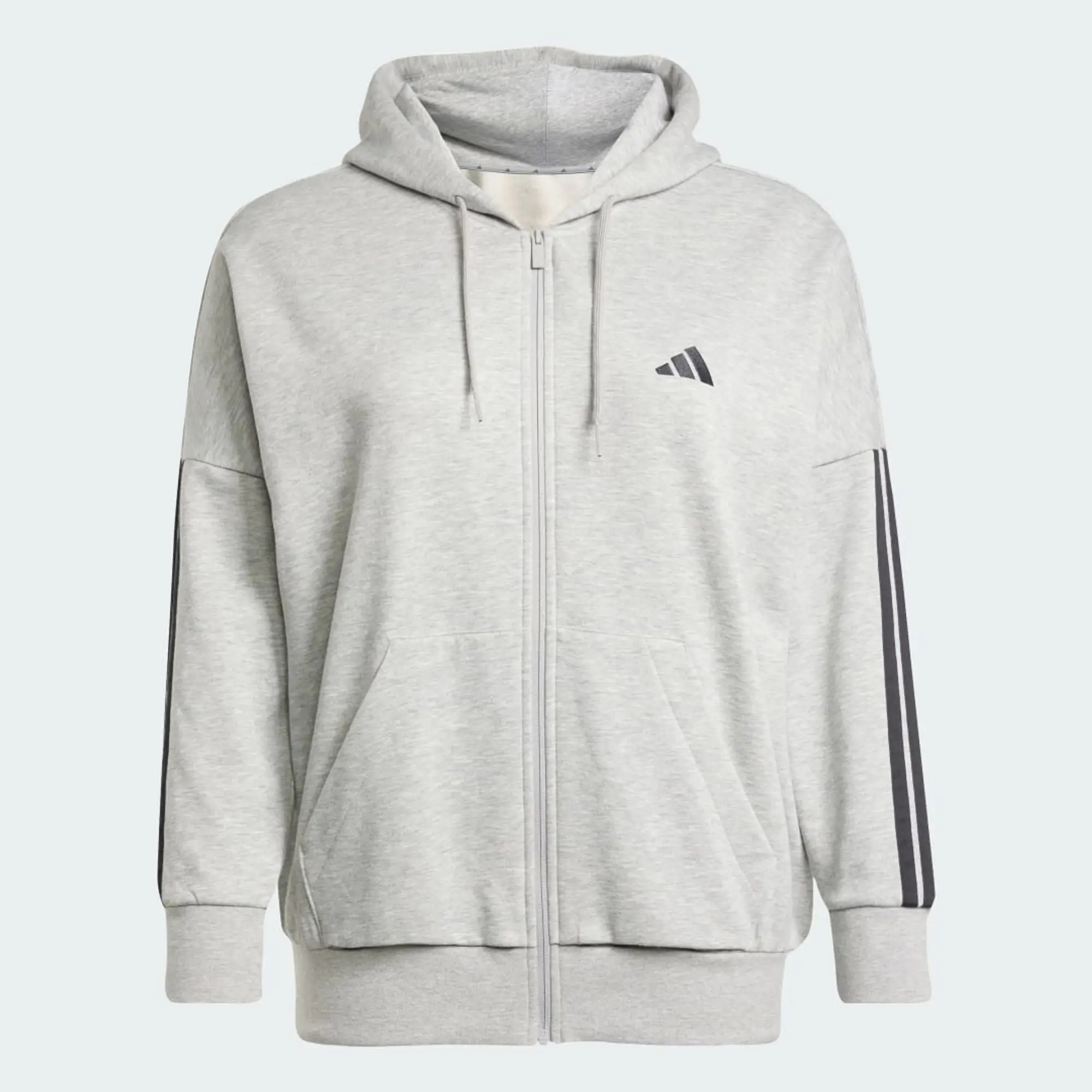 adidas Essentials 3-Stripes Full-Zip Fleece Hoodie (Plus Size)