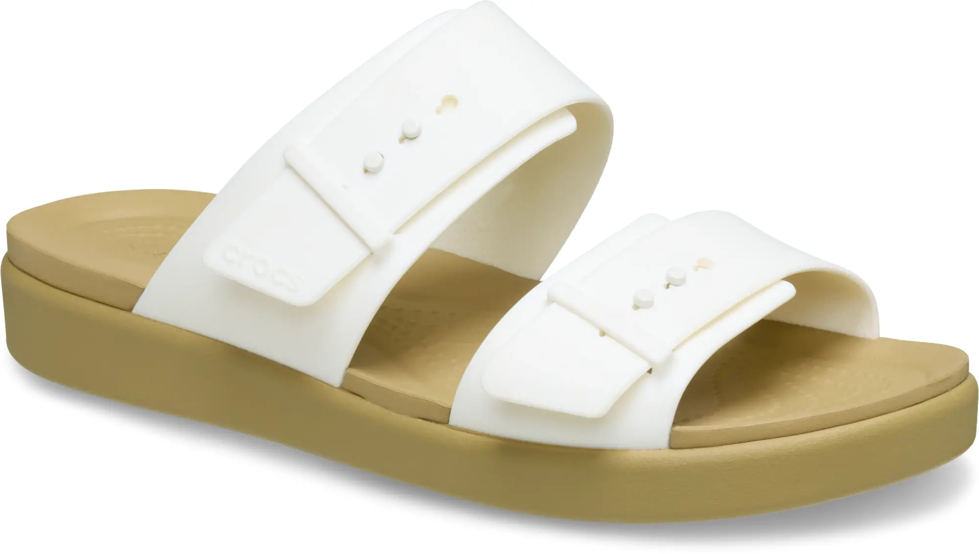 Crocs | Women | Brooklyn Buckle Low Low | Sandals | Chalk/Tan | 3