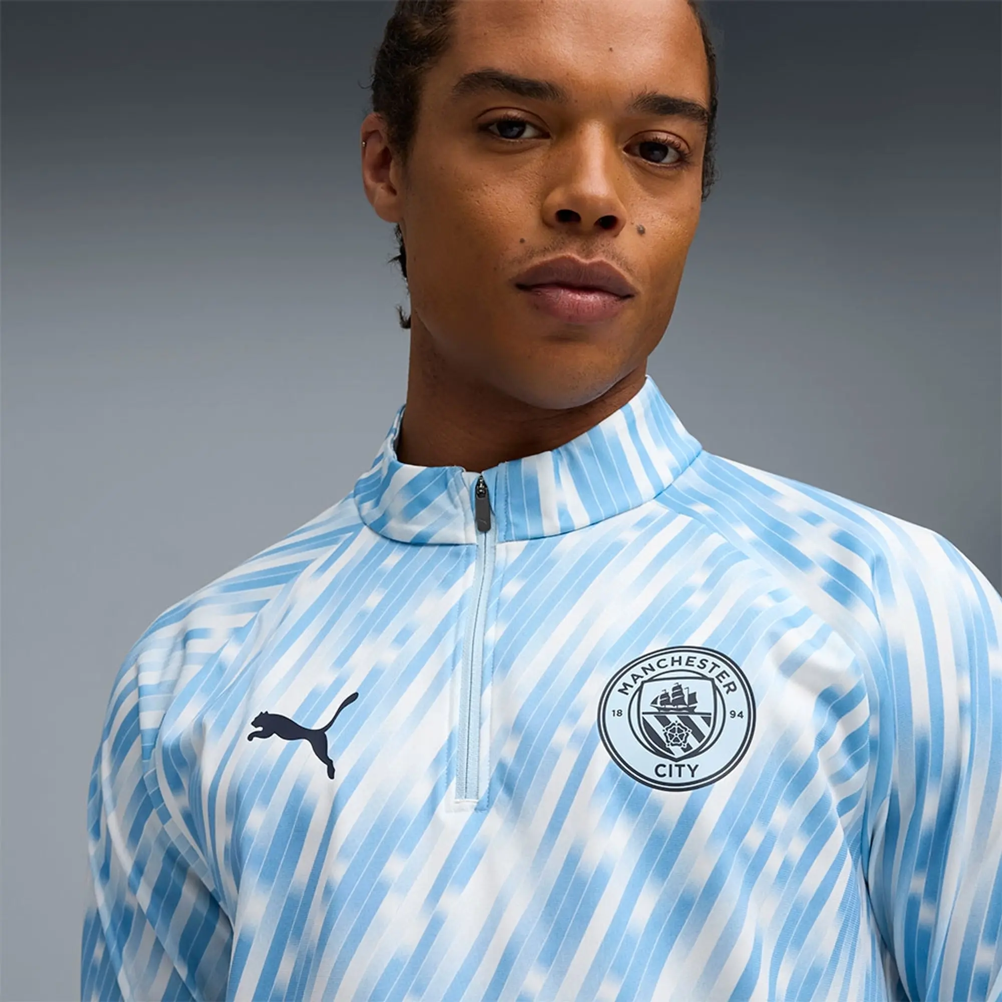 PUMA Manchester City Pre-Match Quarter-Zip Top Shirt Men, Silver Sky