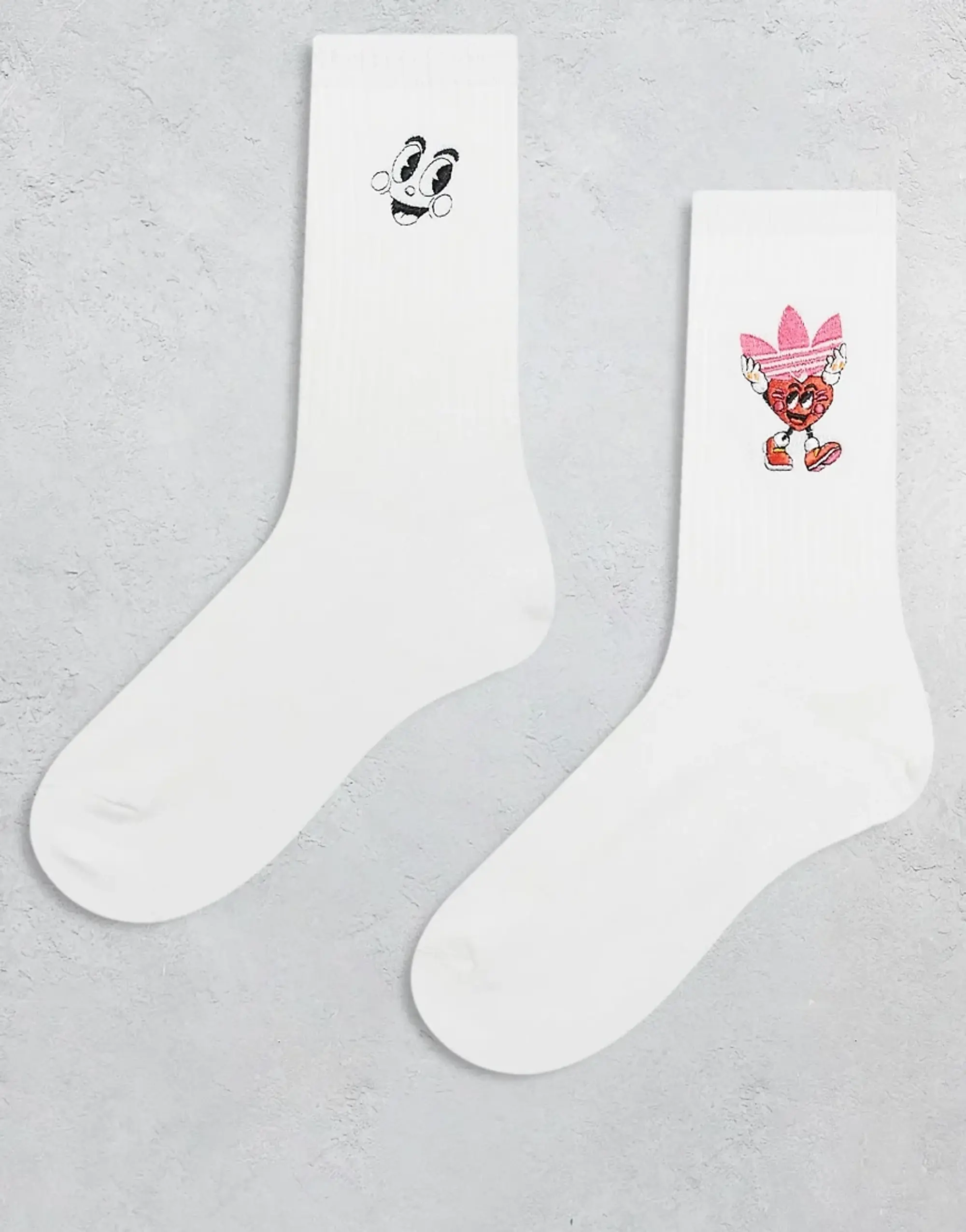 Adidas Originals Made By Nelson 2 Pack Crew Socks With Heart Graphic-White