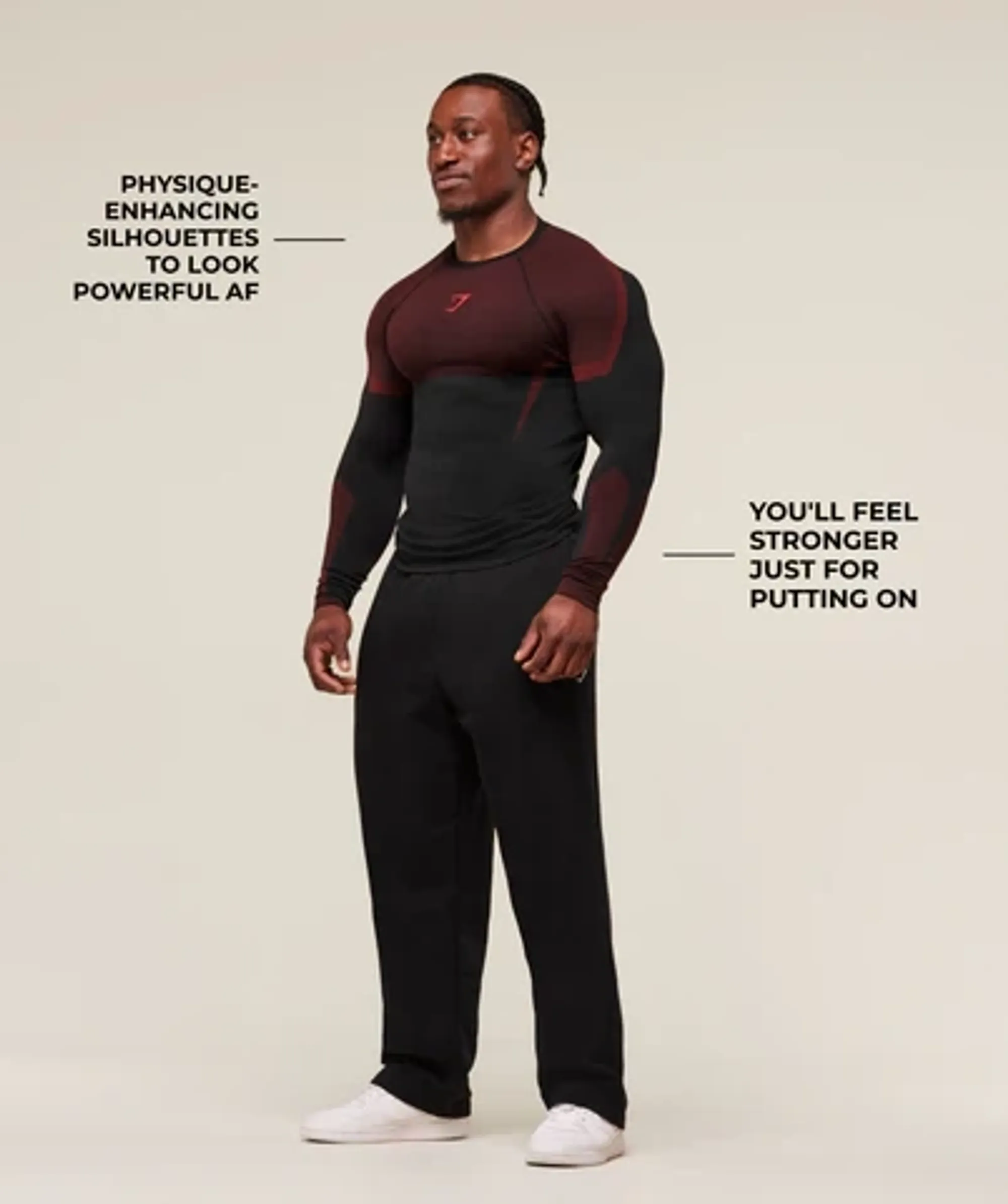 Onyx 5.0 Seamless Long Sleeve T-Shirt - Black/Carmine Red