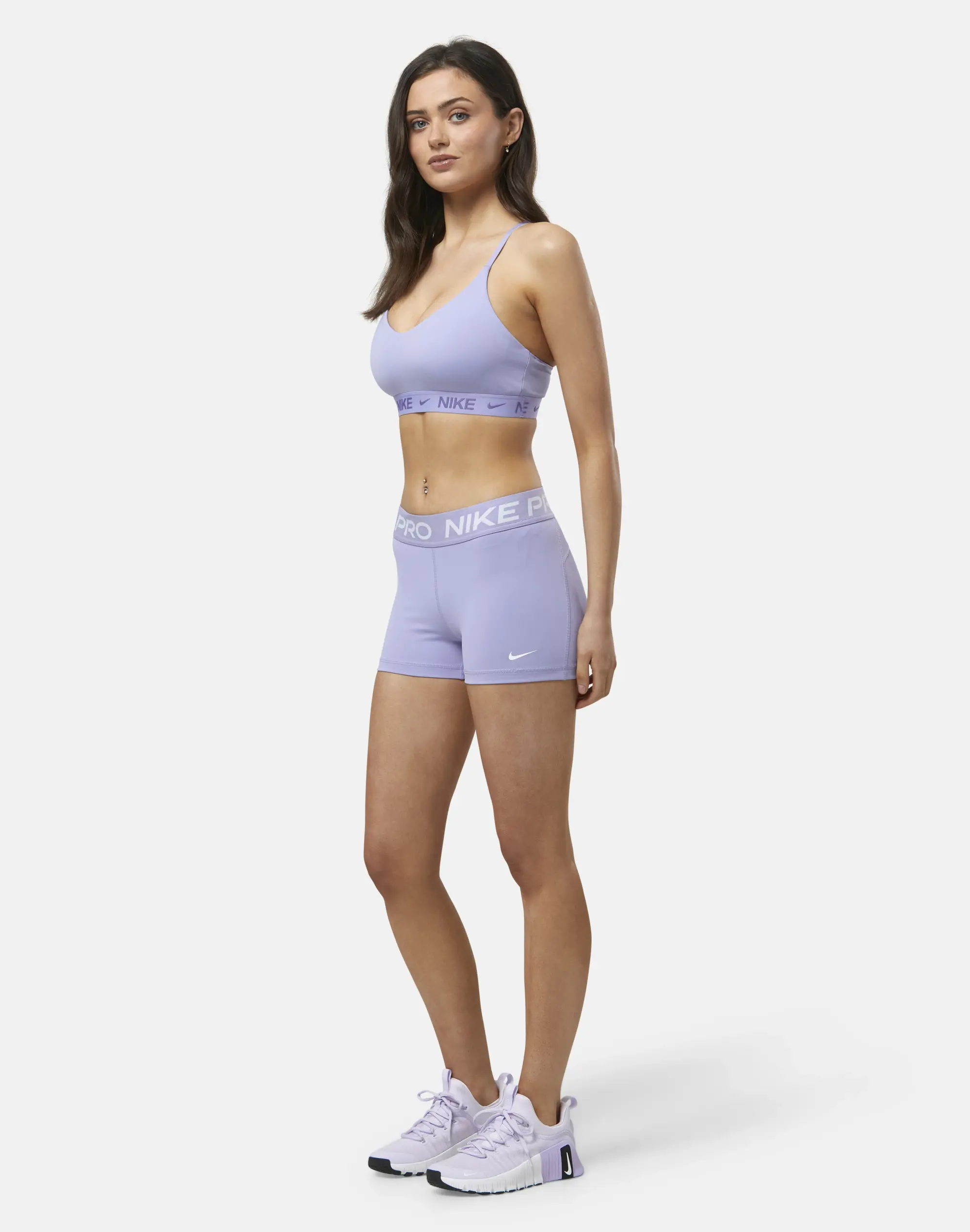 Women's Nike Pro 3in Shorts in Purple/White 