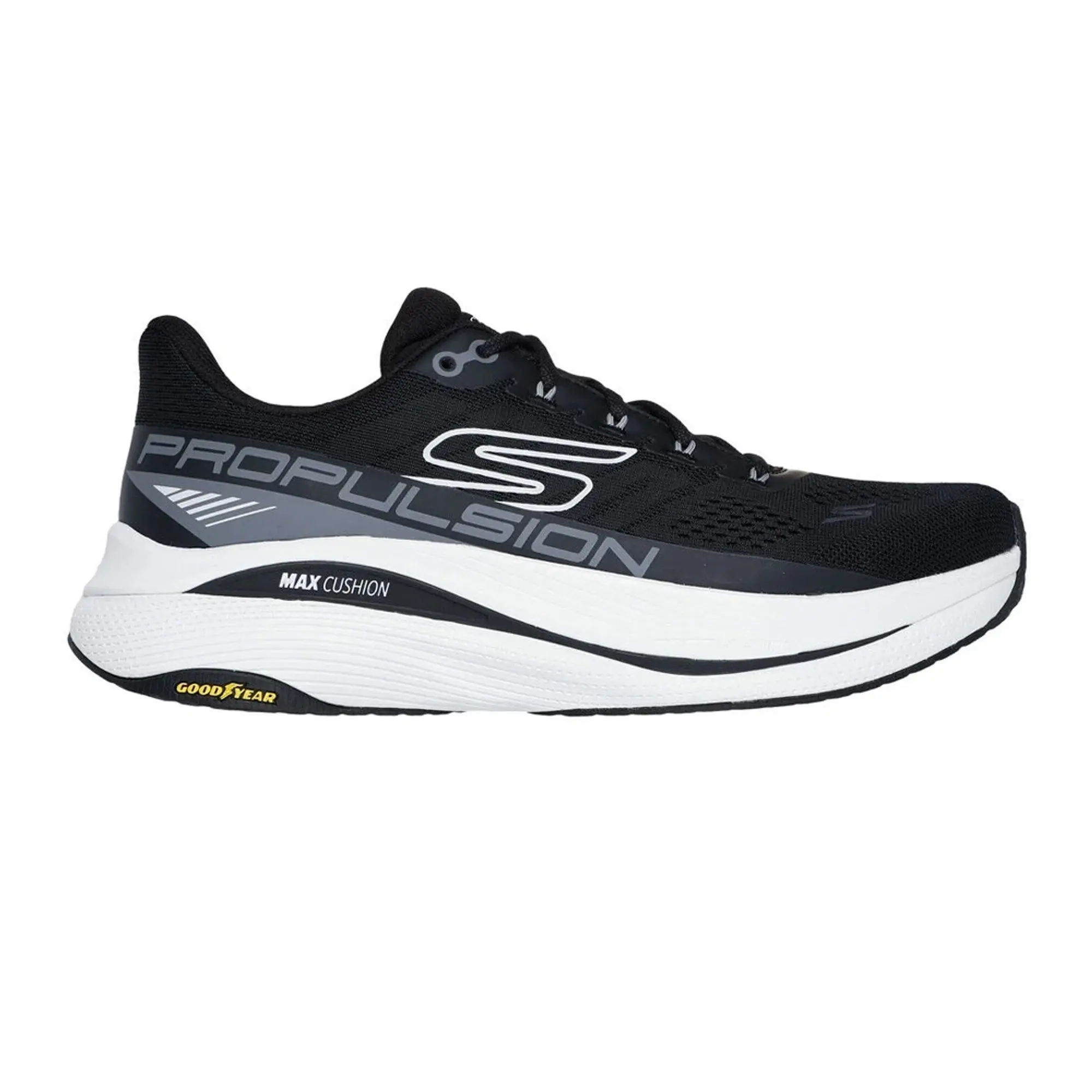 Skechers Men's Max Cushioning Propulsion Sneaker in Black/White