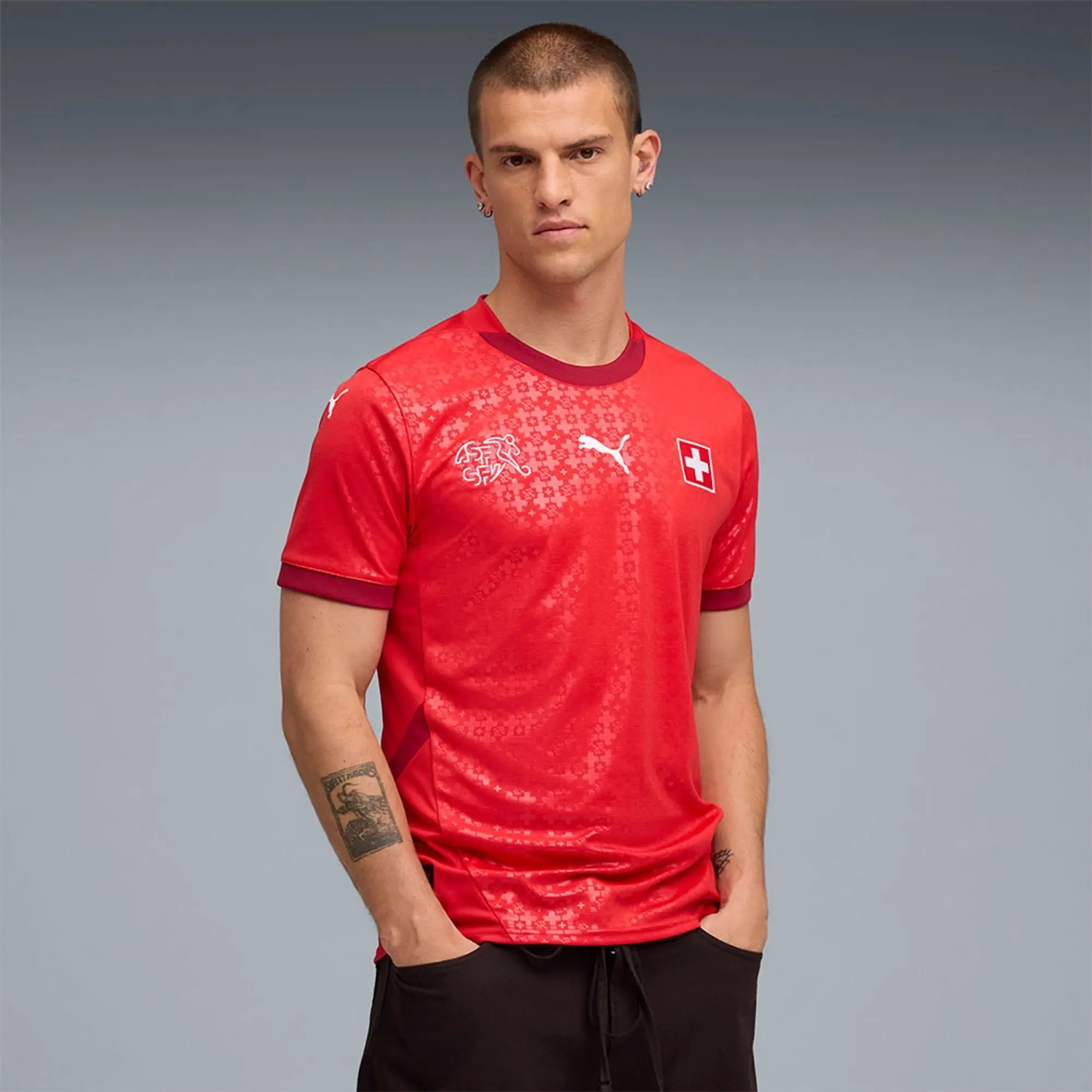 PUMA Switzerland Women's Team 2025 Home Jersey Men, Red/Dark Crimson, size 3XL