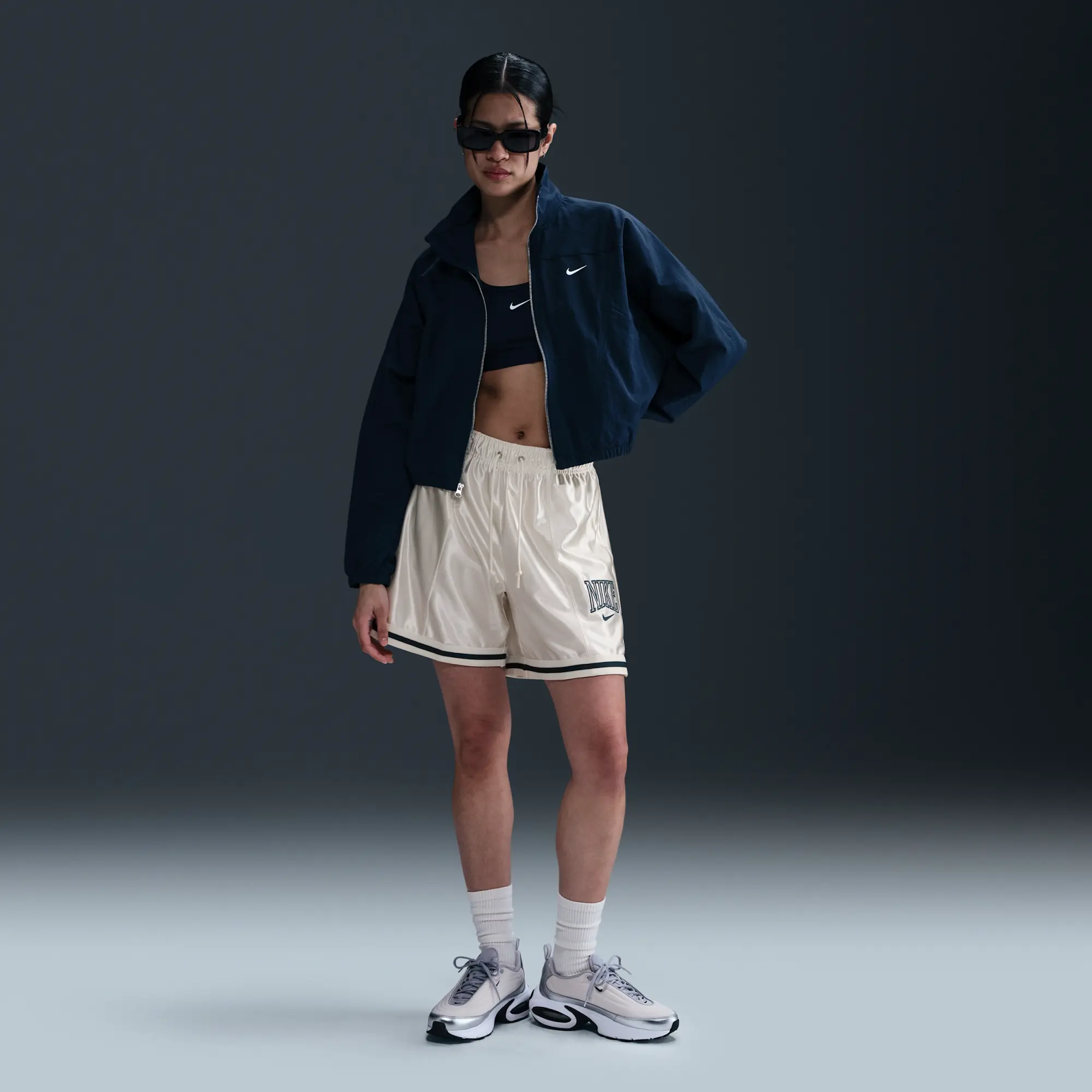 Nike Sportswear Women's Loose Mid-Rise Graphic Shorts - White - Polyester