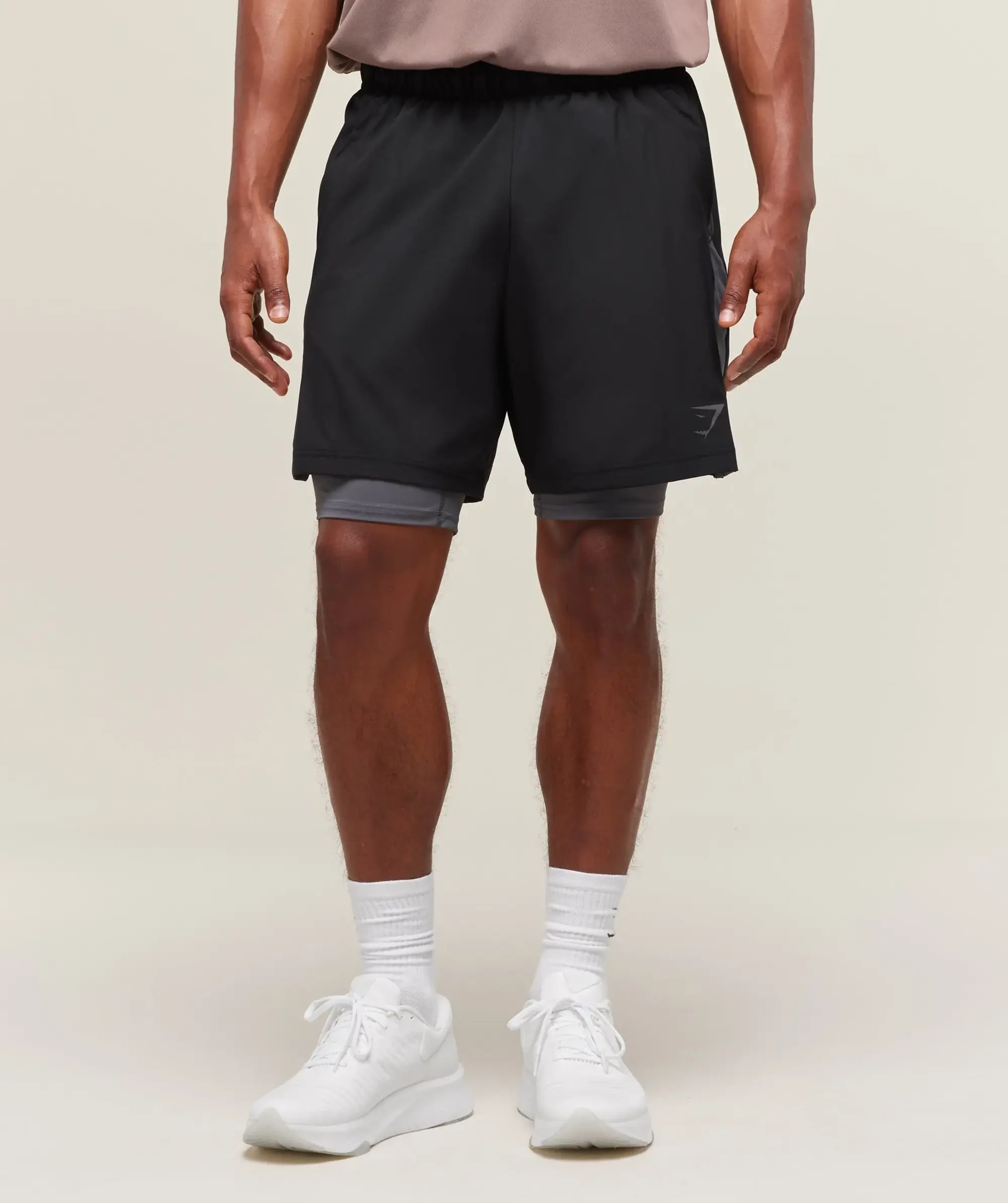  Sport 7" 2 in 1 Shorts - Black/Dark Grey
