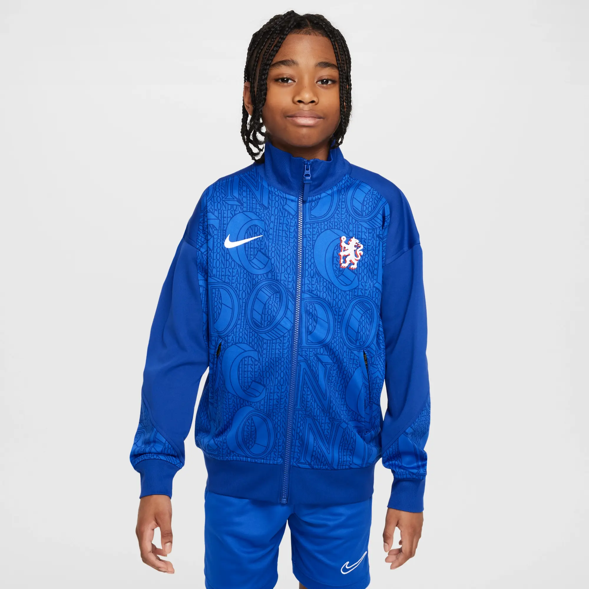 Chelsea F.C. Academy Pro Older Kids' Nike Dri-FIT Football Anthem Jacket - Blue - Polyester