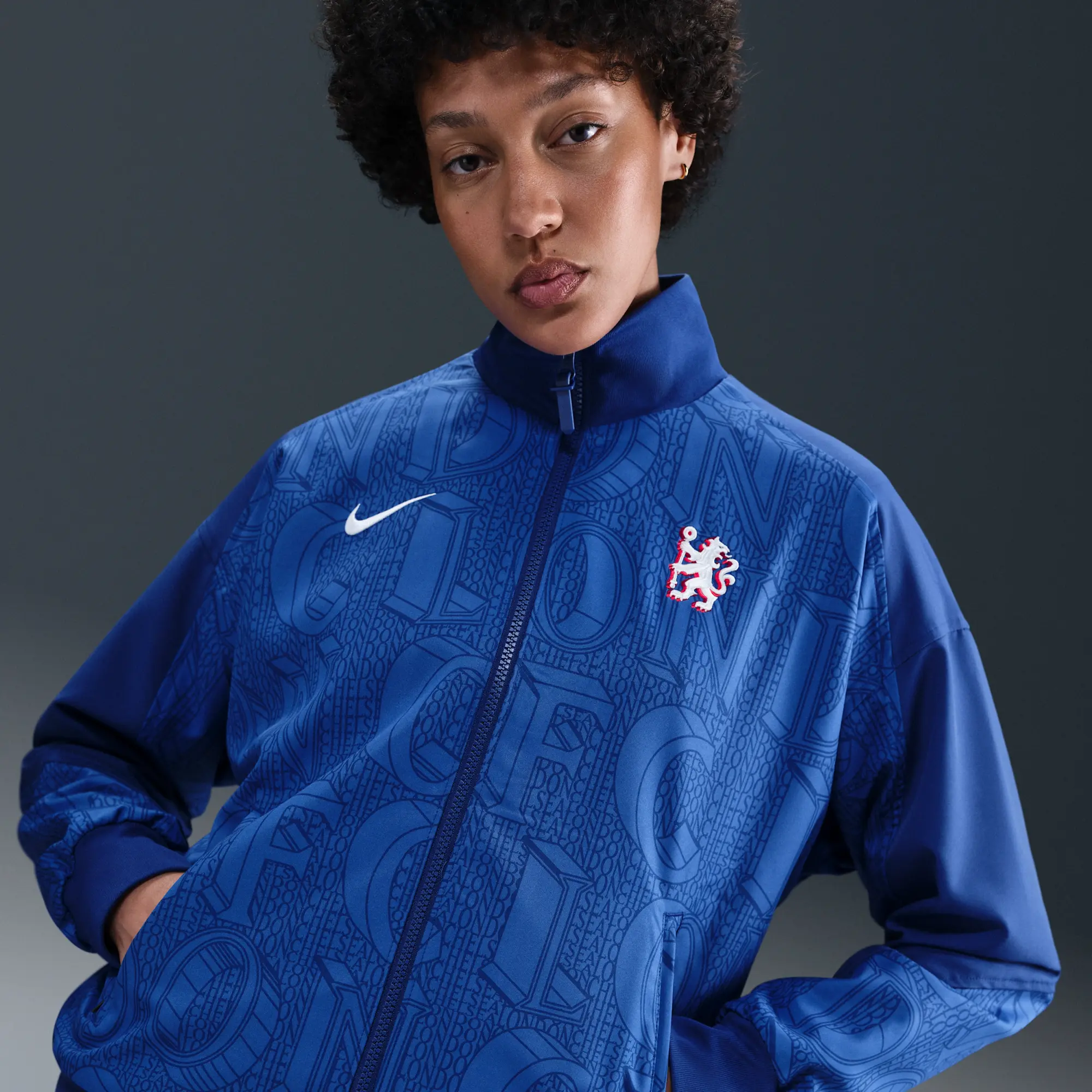 Chelsea F.C. Strike Women's Nike Dri-FIT Football Anthem Jacket - Blue - Polyester