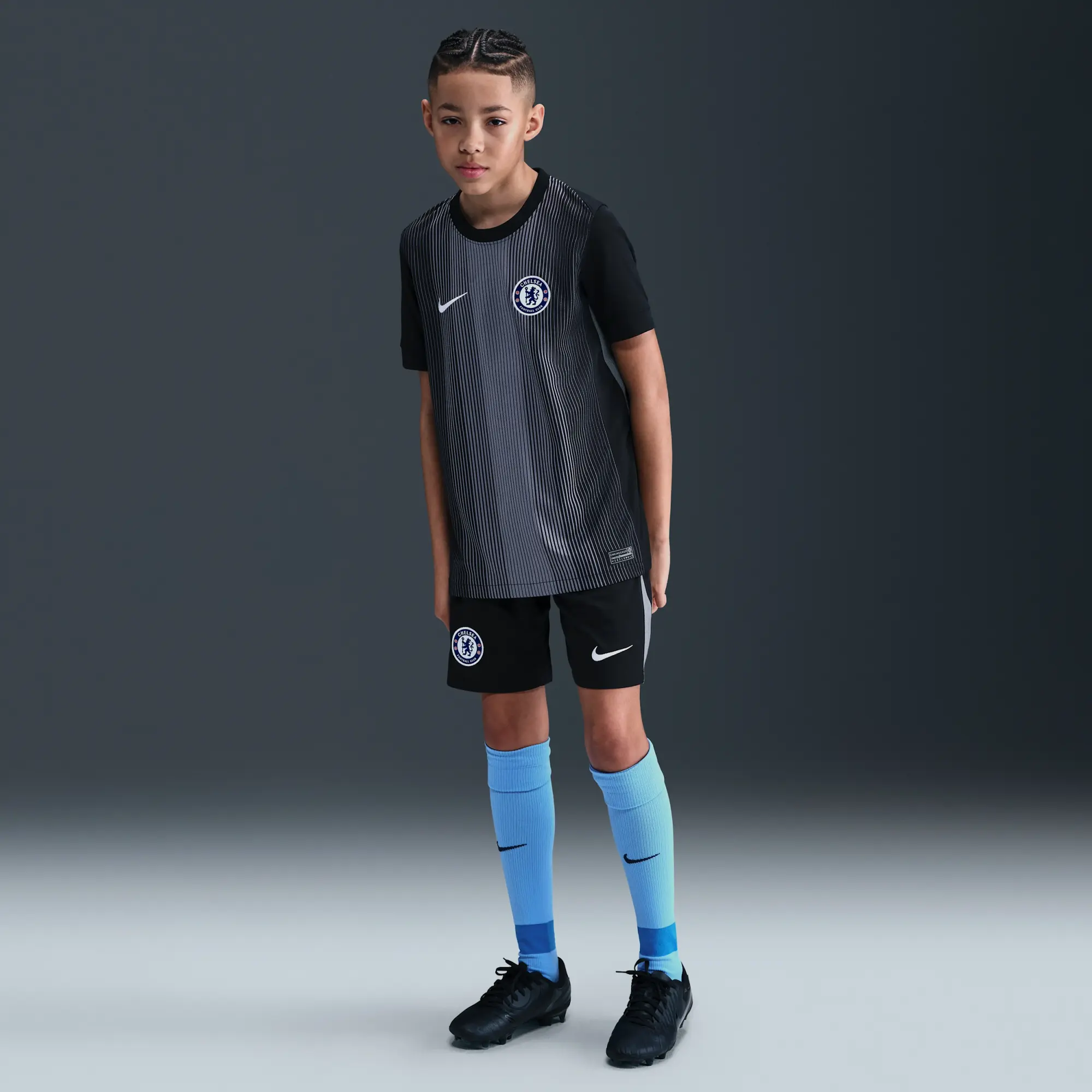 Chelsea F.C. 2025/26 Stadium Goalkeeper Older Kids' Nike Dri-FIT Football Replica Short-Sleeve Shirt - Black - Polyester