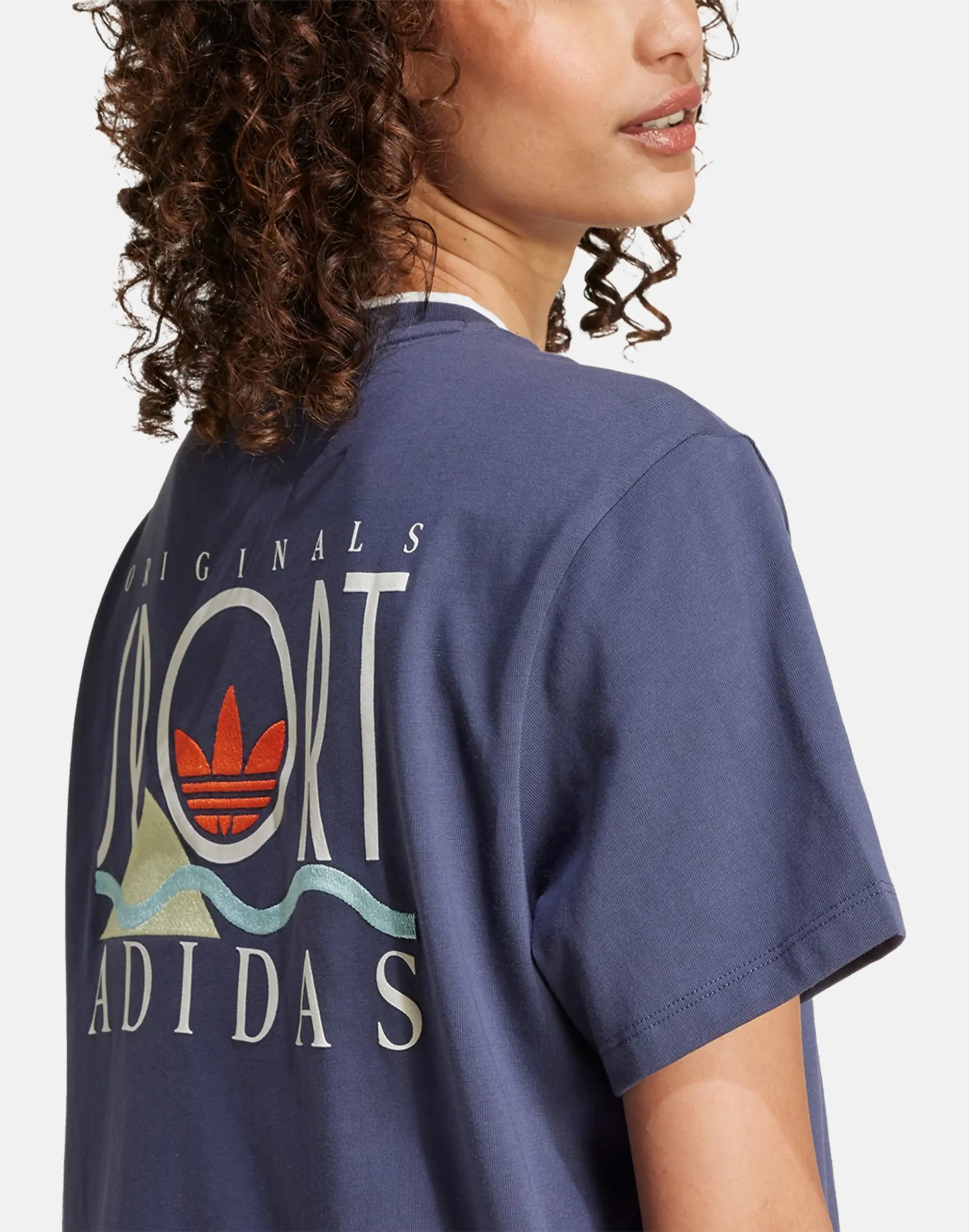 Women's Adidas Originals Graphic T-Shirt in Navy Blue 