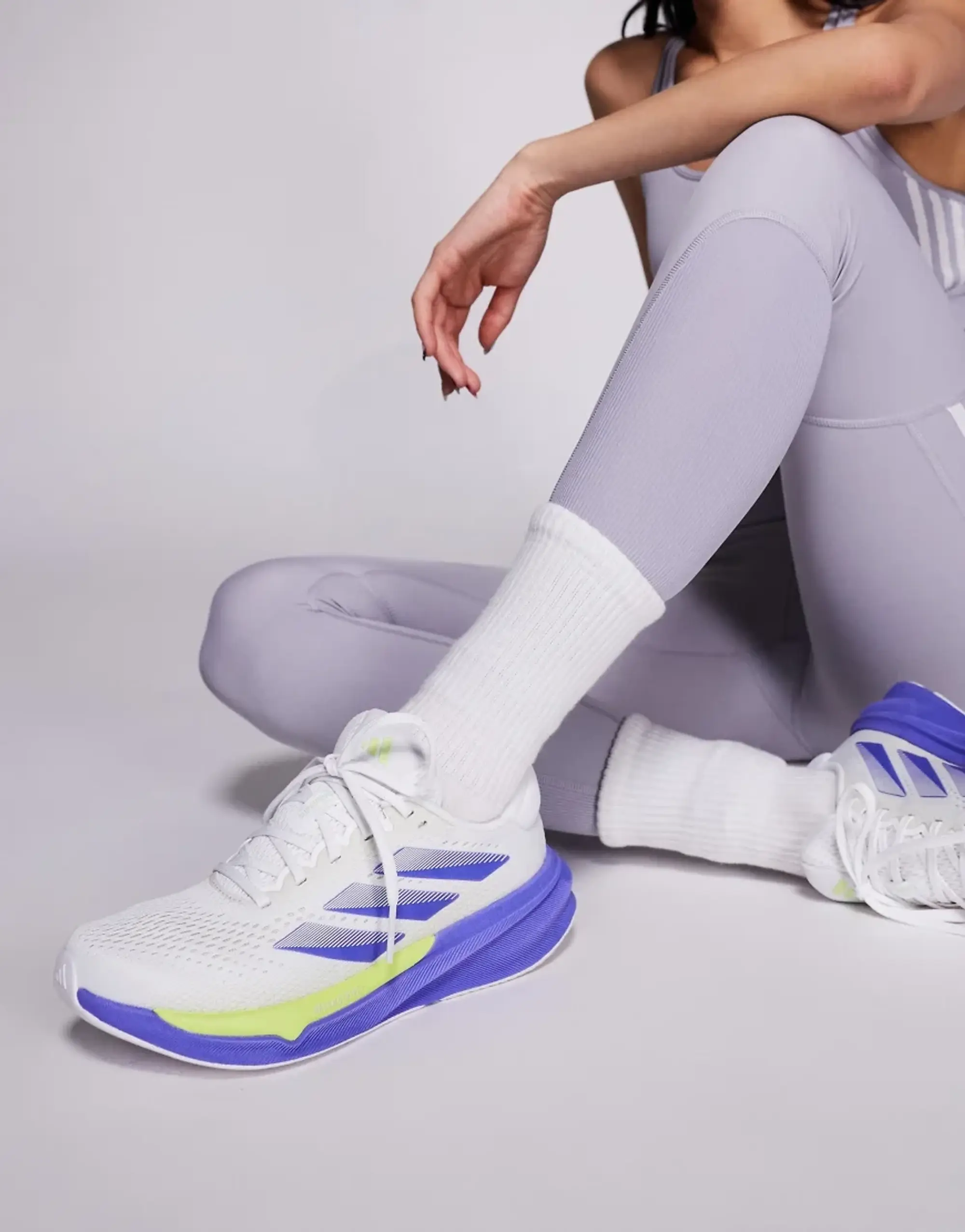 Adidas Running Supernova Stride 2 Trainers In White Silver And Purple