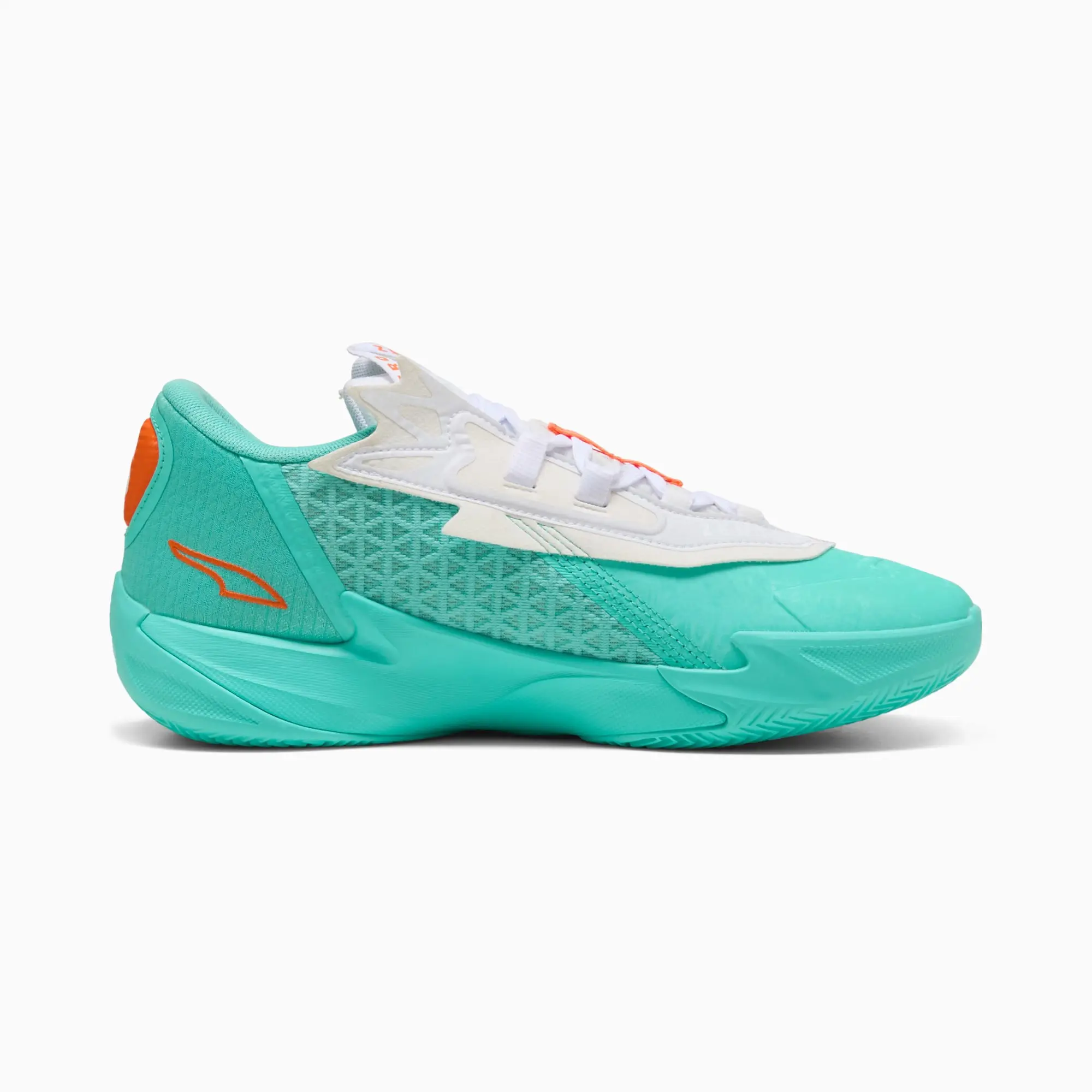 PUMA Scoot Zeros II Shift Basketball Shoes Unisex, Aquatic/Orange Poppy, size 10